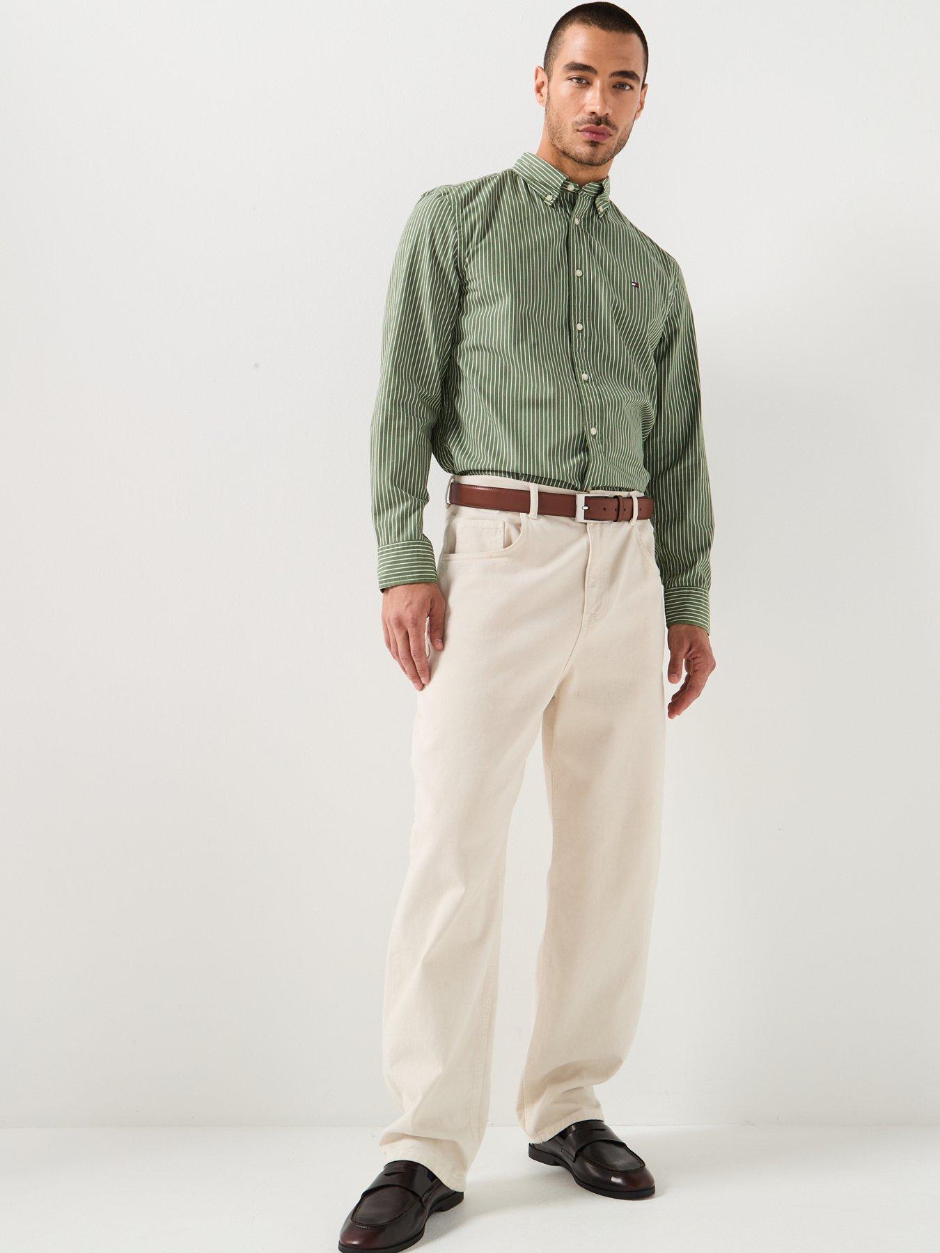 Image 3 of 5 of Tommy Hilfiger Regular Fit Hairline Poplin Shirt - Green