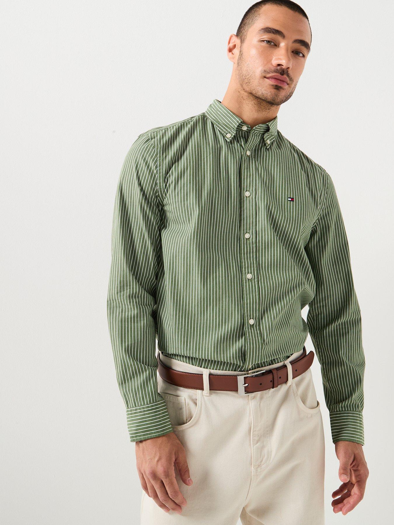 Image 5 of 5 of Tommy Hilfiger Regular Fit Hairline Poplin Shirt - Green