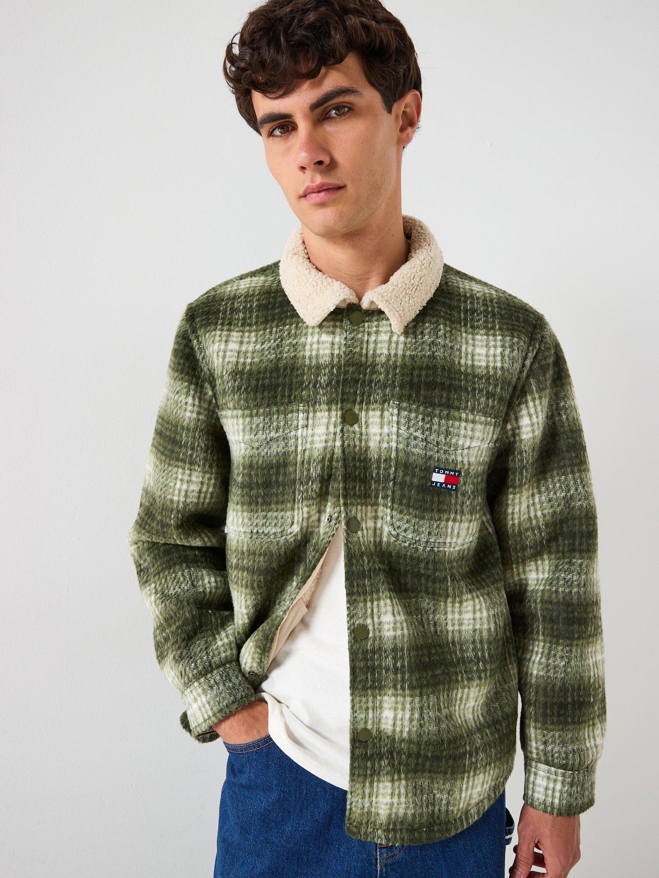 Tommy Jeans Check Teddy Overshirt - Dark Green