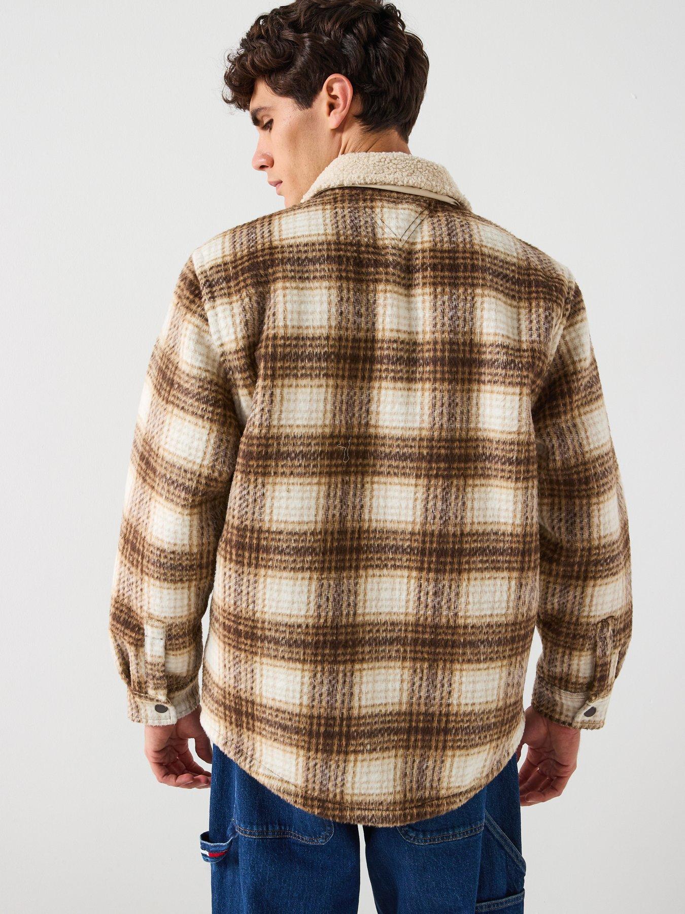 Image 2 of 6 of Tommy Jeans Check Teddy Overshirt - Brown