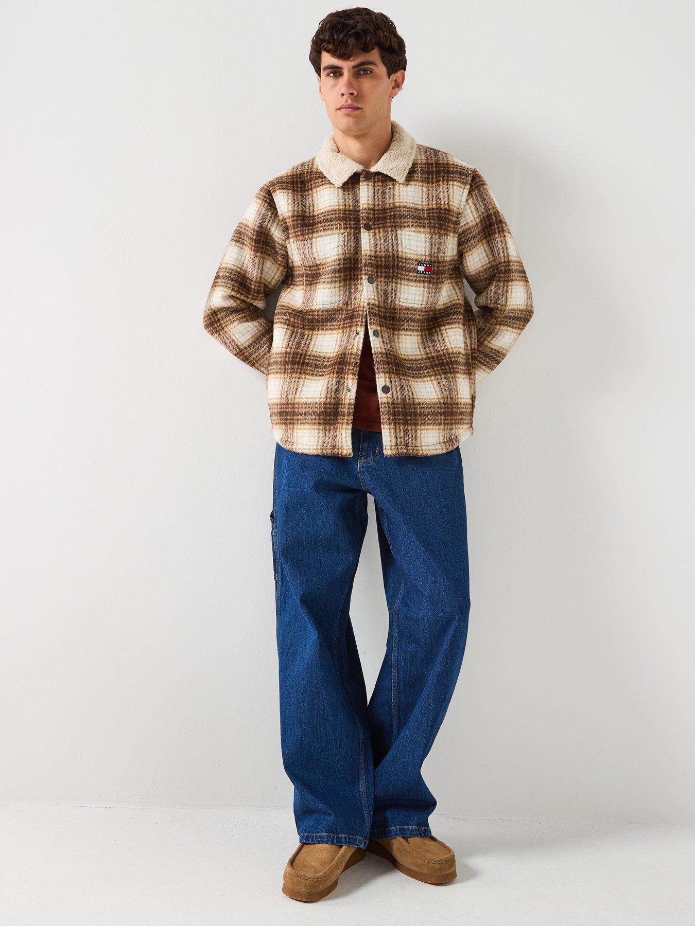 Image 3 of 6 of Tommy Jeans Check Teddy Overshirt - Brown