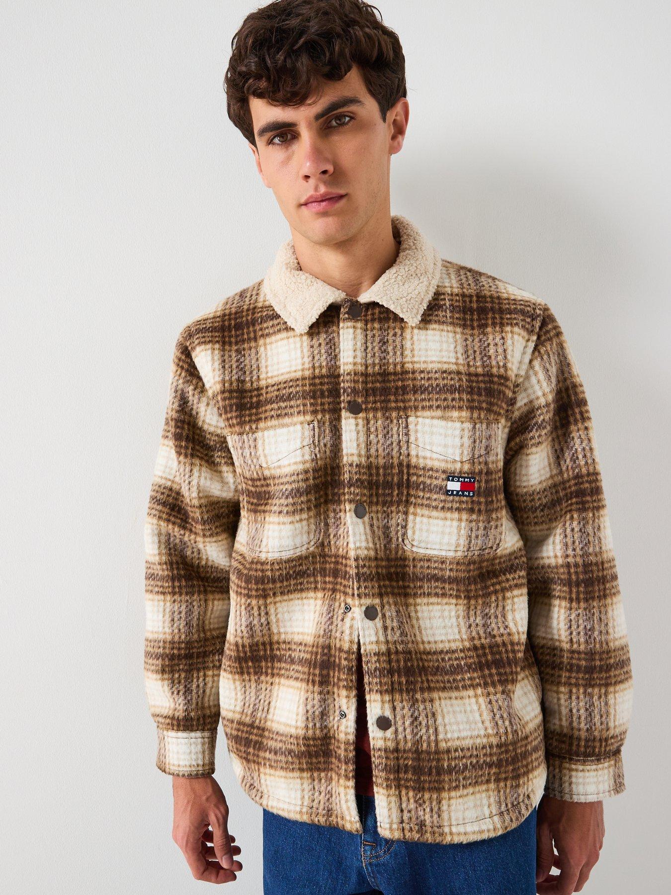 Image 5 of 6 of Tommy Jeans Check Teddy Overshirt - Brown