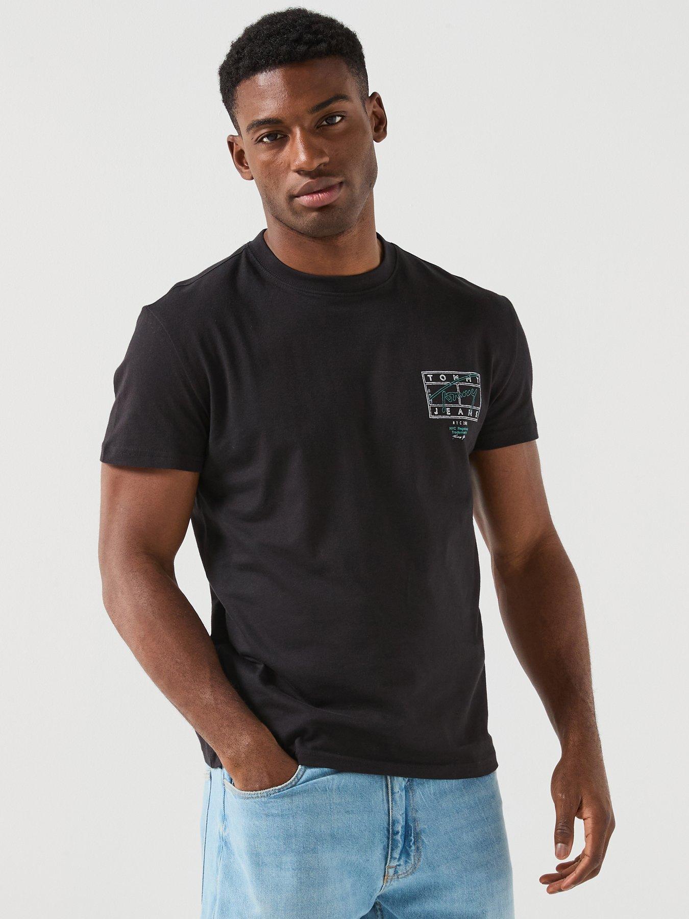 Image 1 of 6 of Tommy Jeans Regular Fit Sign Spray Backprint T-Shirt - Black