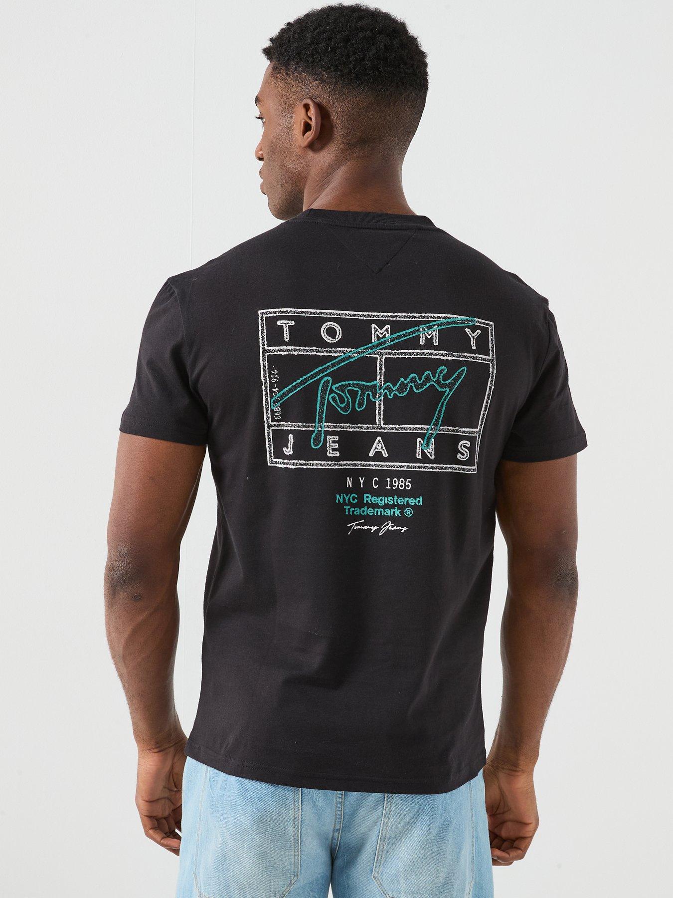 Image 2 of 6 of Tommy Jeans Regular Fit Sign Spray Backprint T-Shirt - Black