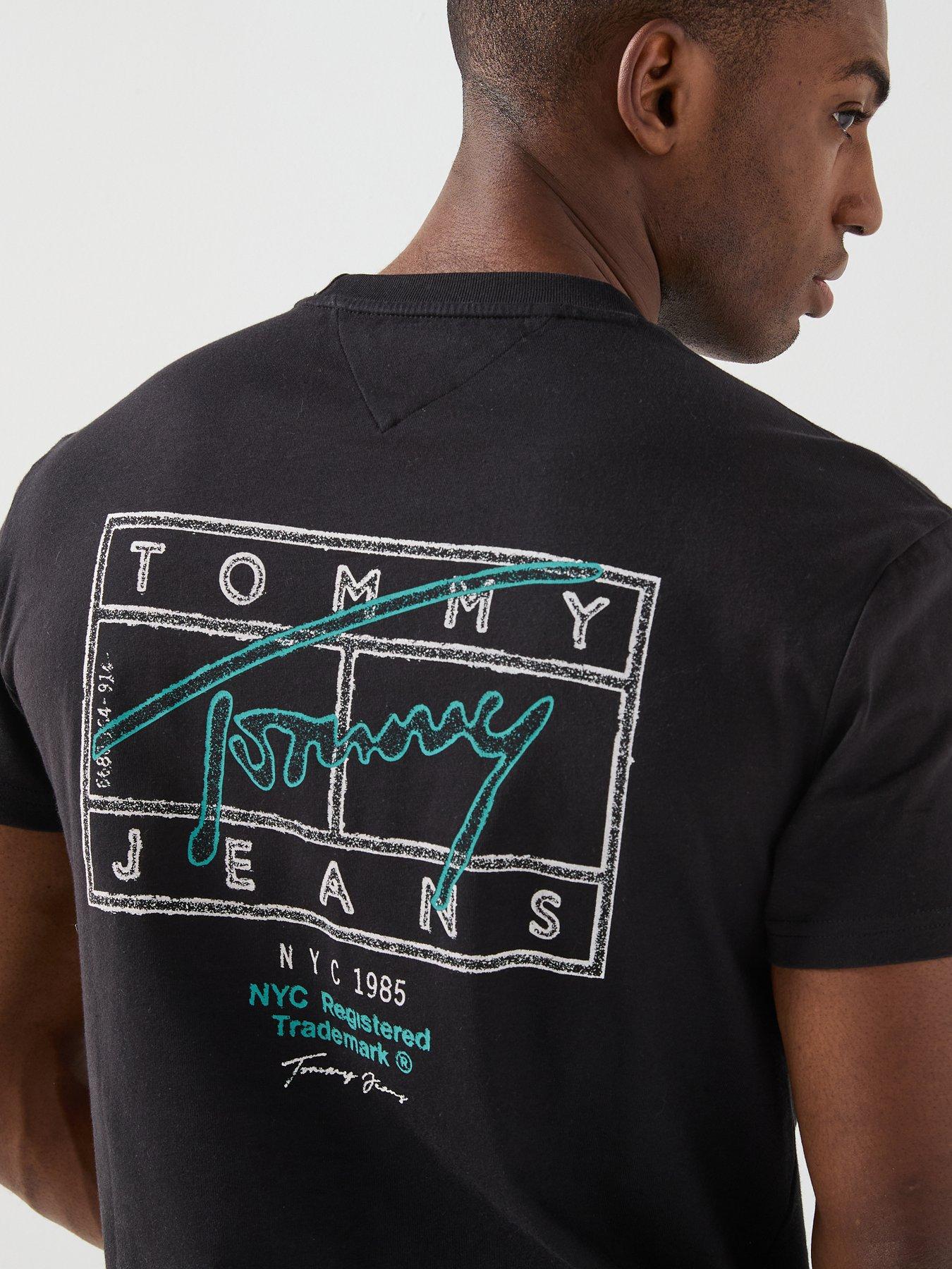 Image 4 of 6 of Tommy Jeans Regular Fit Sign Spray Backprint T-Shirt - Black