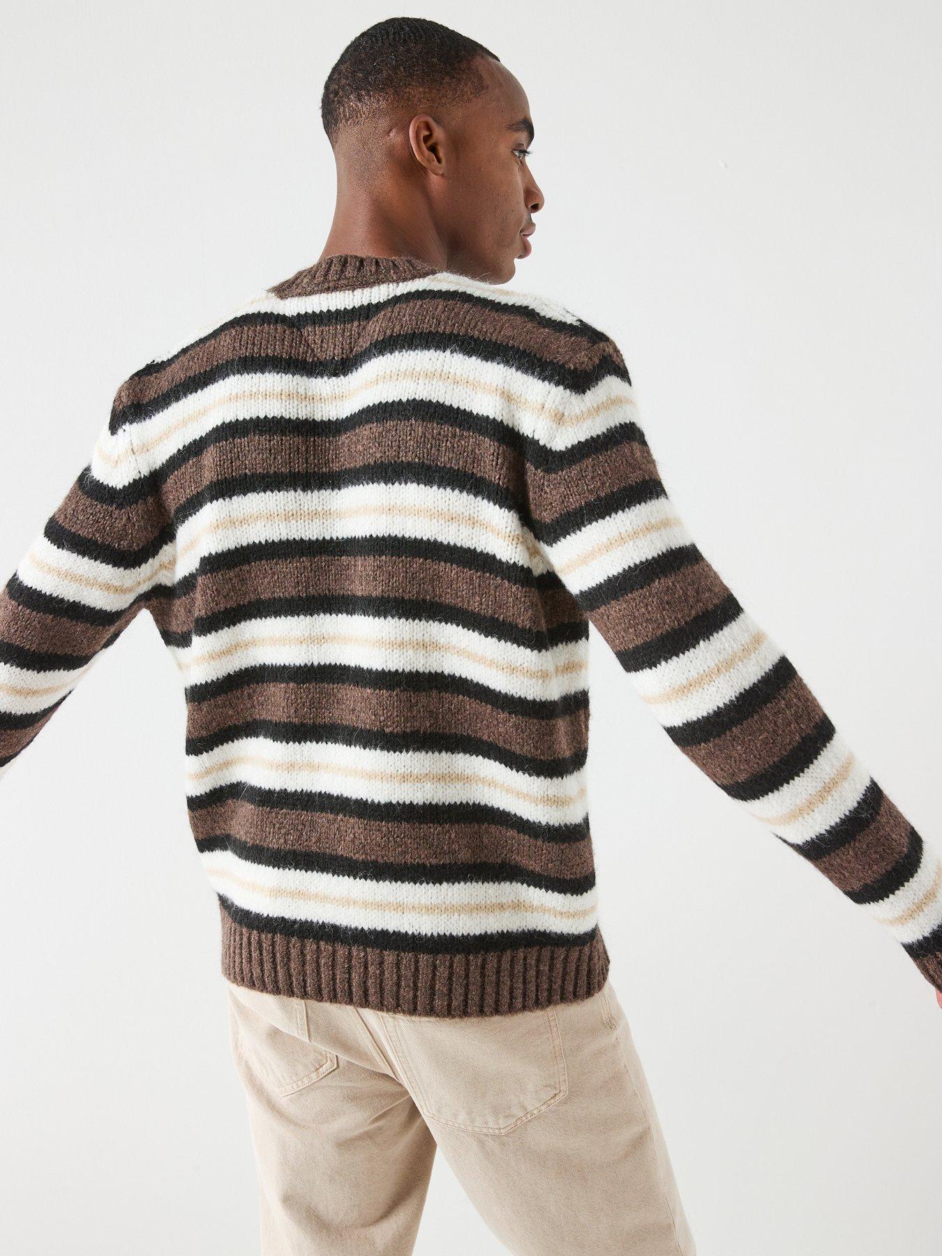Image 2 of 6 of Tommy Jeans Regular Fit Cosy Stripe Knitted Jumper - Brown