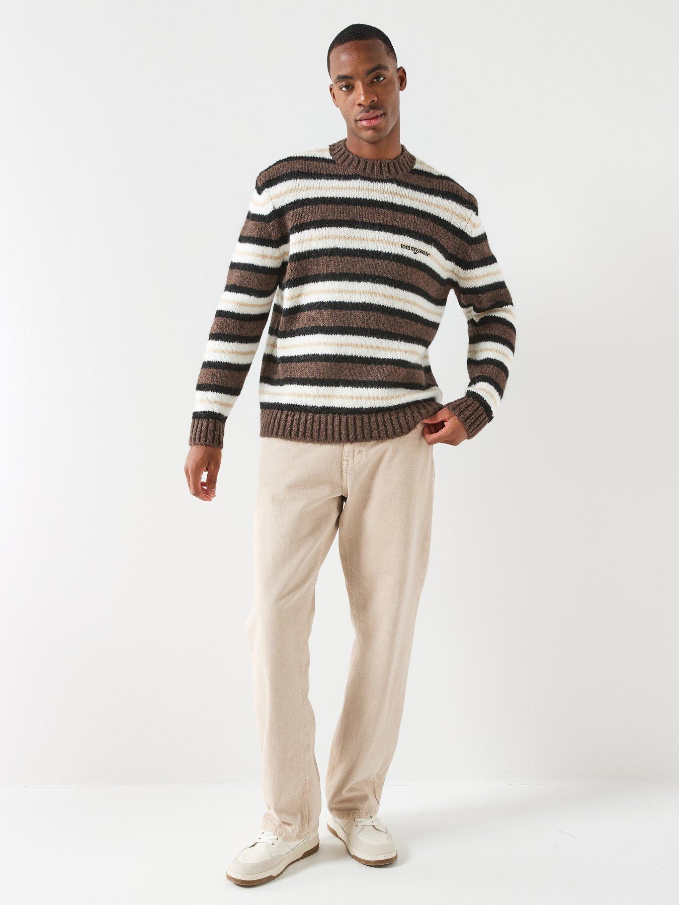 Image 3 of 6 of Tommy Jeans Regular Fit Cosy Stripe Knitted Jumper - Brown