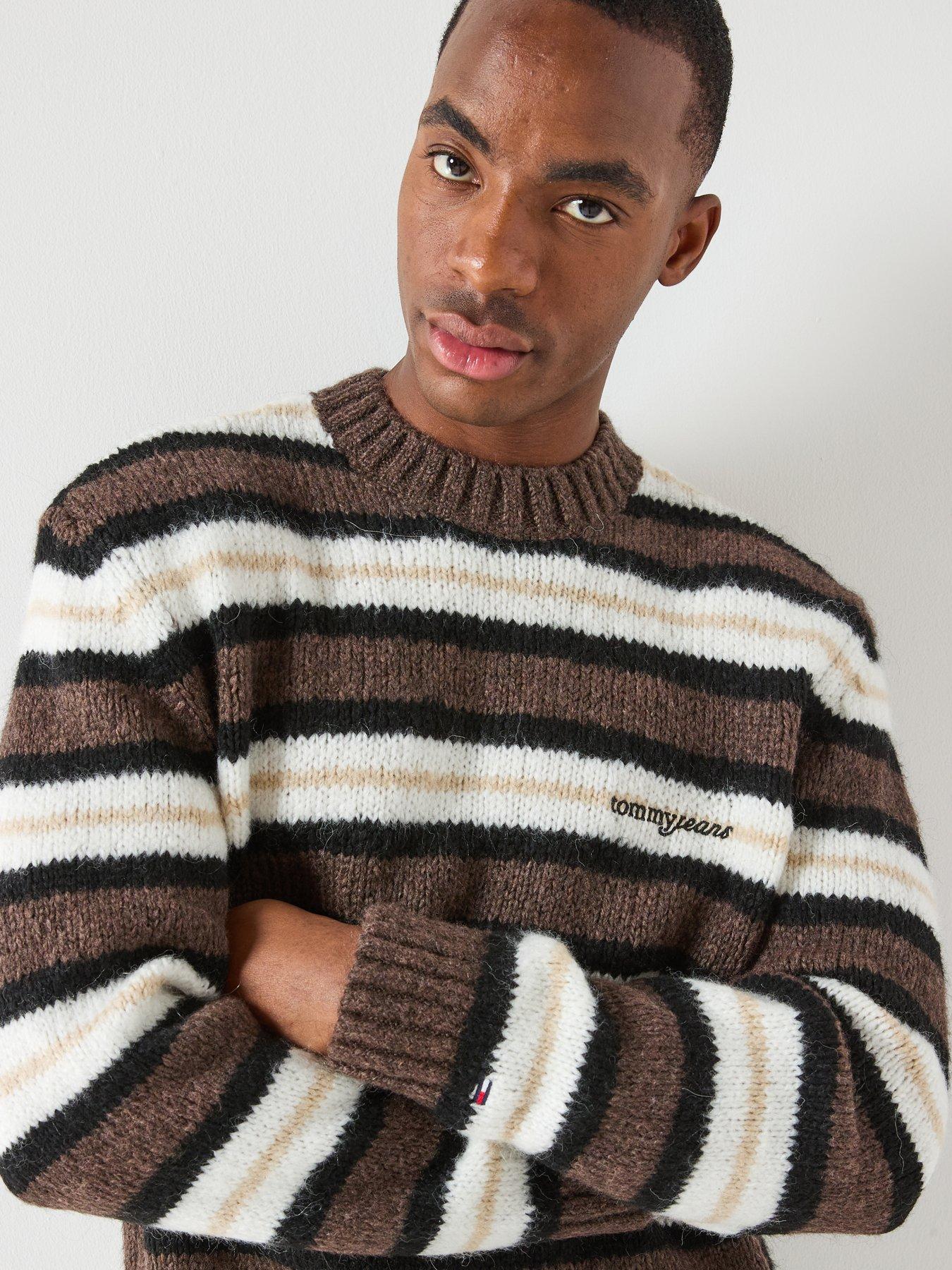Image 4 of 6 of Tommy Jeans Regular Fit Cosy Stripe Knitted Jumper - Brown