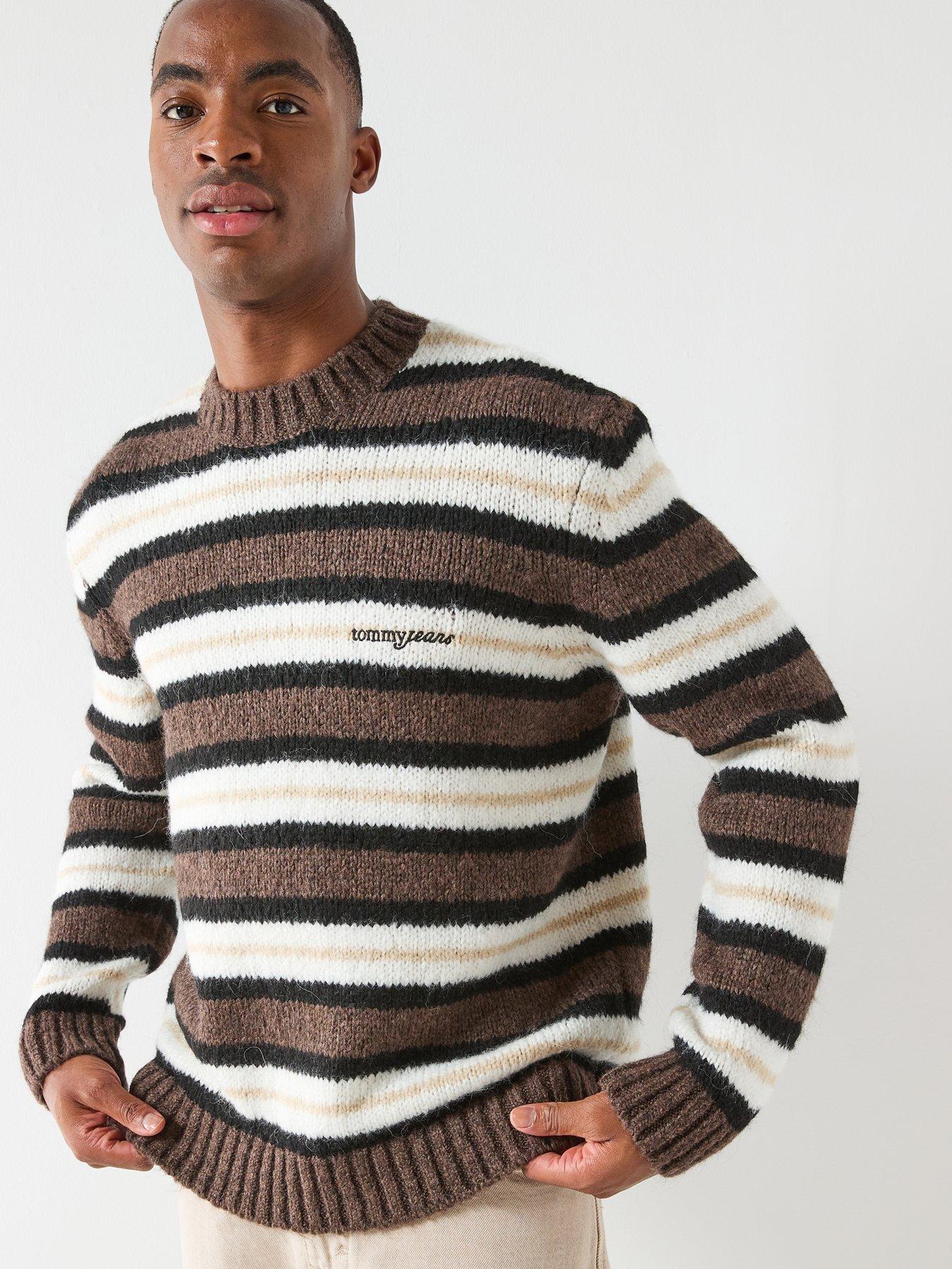 Image 5 of 6 of Tommy Jeans Regular Fit Cosy Stripe Knitted Jumper - Brown