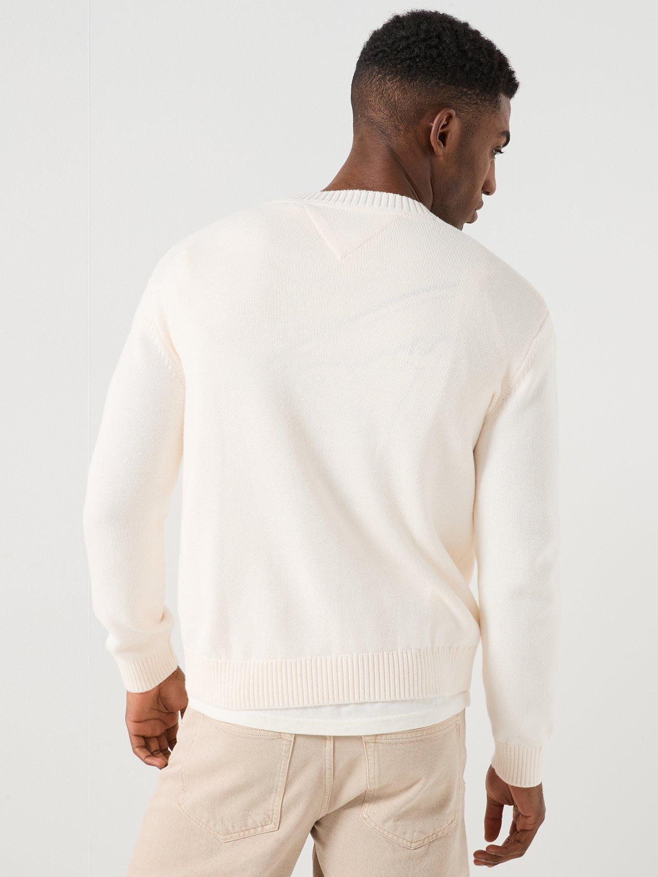 Image 2 of 6 of Tommy Jeans Regular Fit Signature Knitted Jumper - White