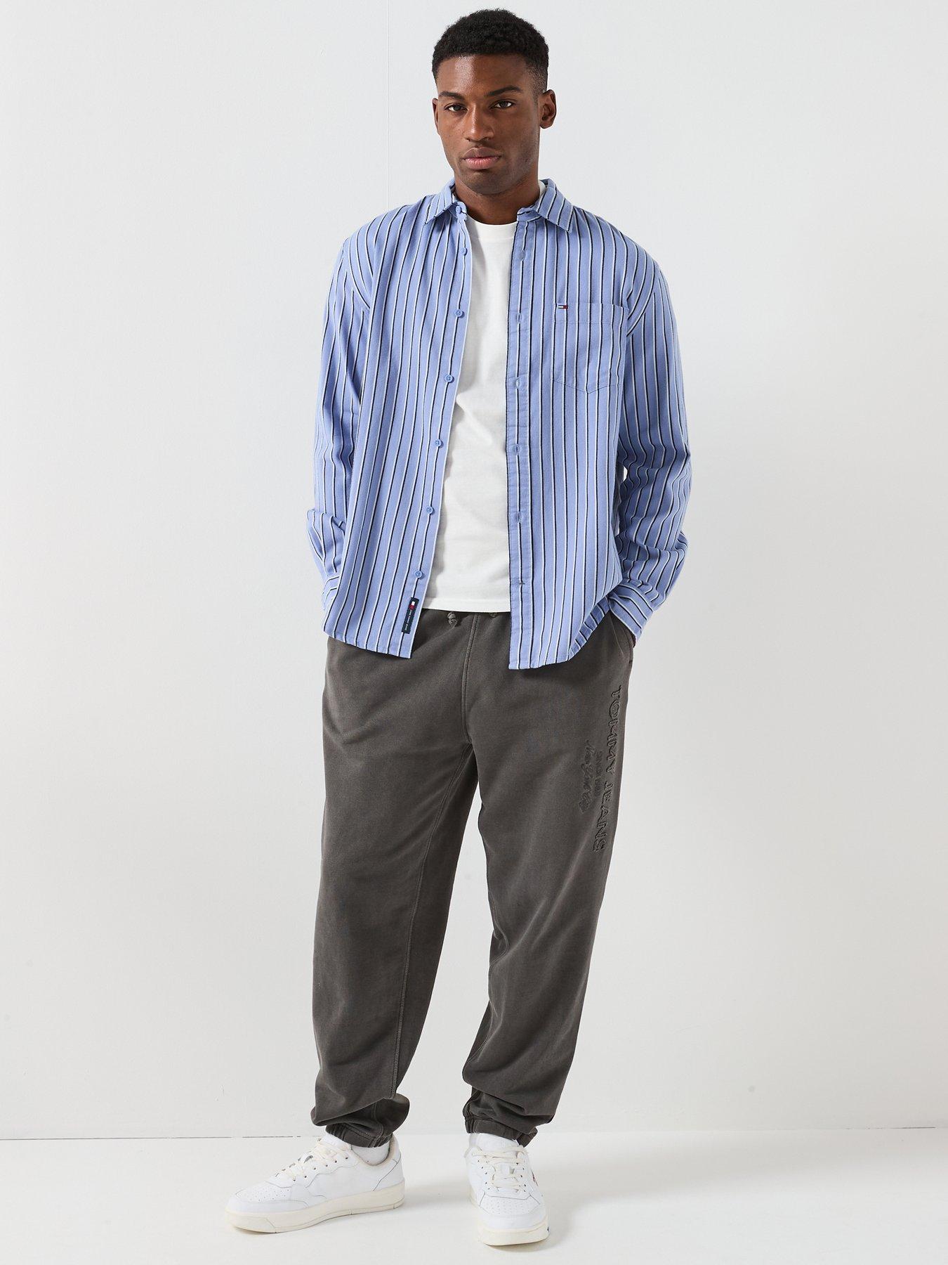 Image 3 of 6 of Tommy Jeans Stripe Twill Shirt - Light Blue