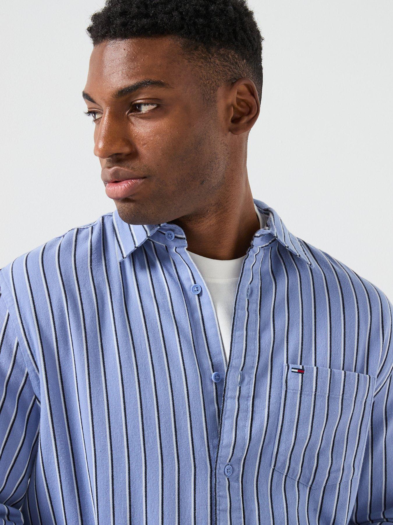 Image 4 of 6 of Tommy Jeans Stripe Twill Shirt - Light Blue