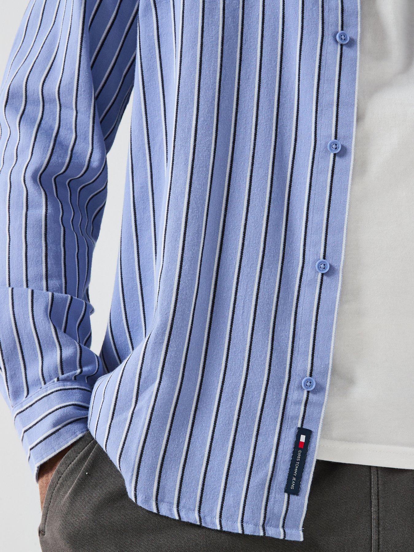 Image 5 of 6 of Tommy Jeans Stripe Twill Shirt - Light Blue
