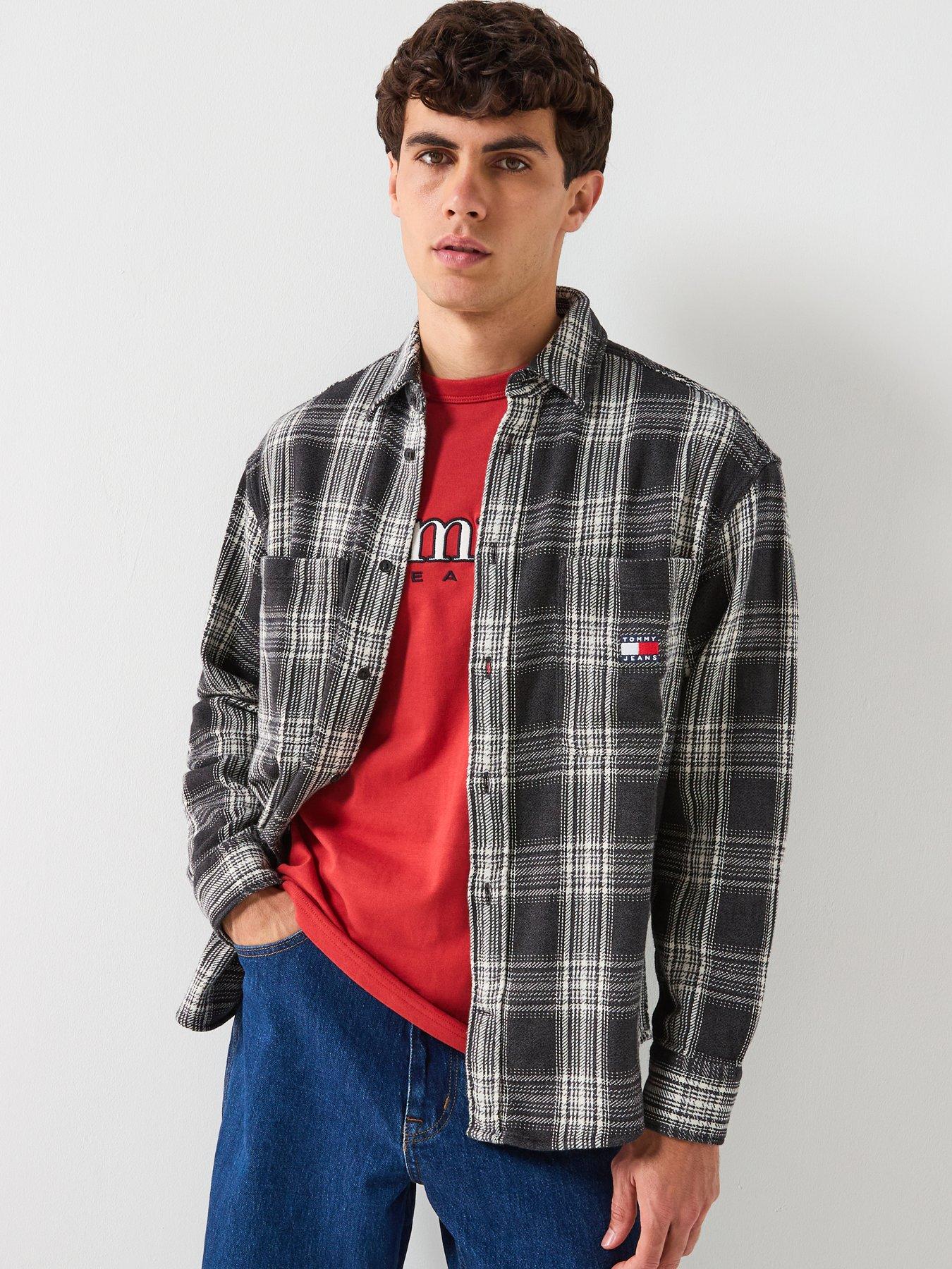 Image 1 of 5 of Tommy Jeans Relaxed Fit Check Brushed Overshirt - Black