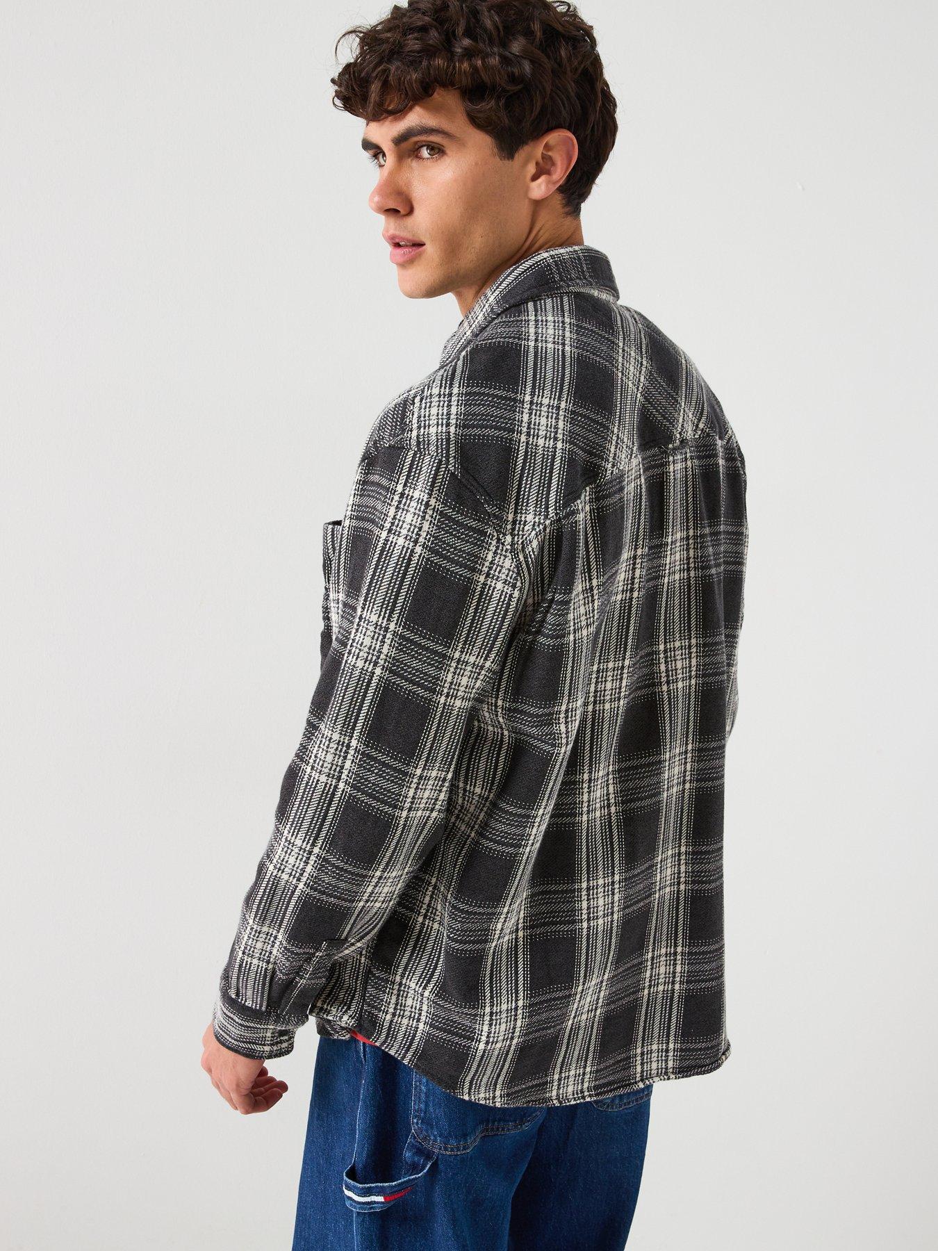 Image 2 of 5 of Tommy Jeans Relaxed Fit Check Brushed Overshirt - Black