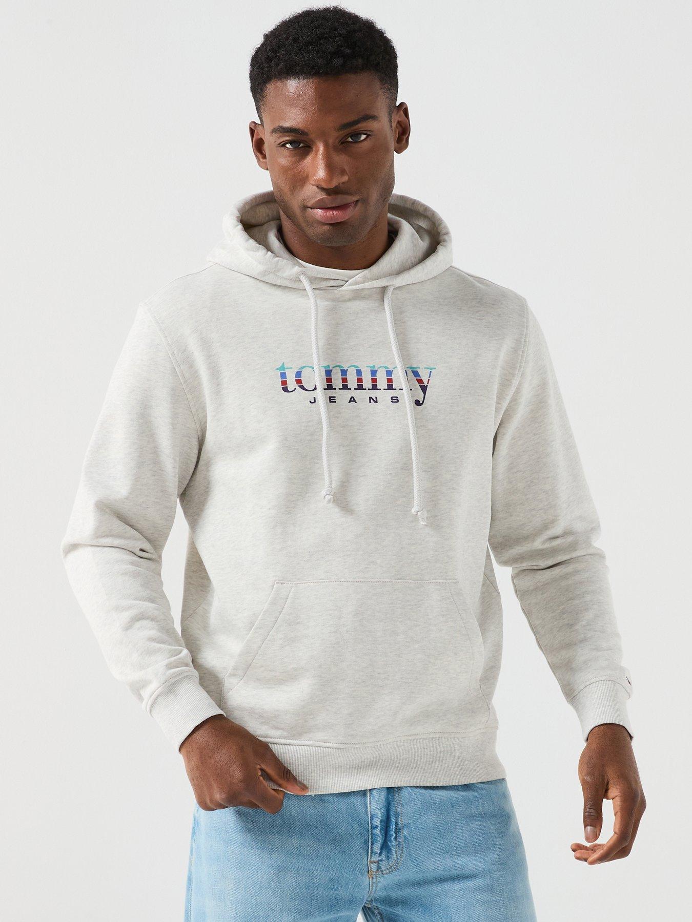 front image of tommy-jeans-regular-fit-entry-play-pullover-hoodie-light-grey