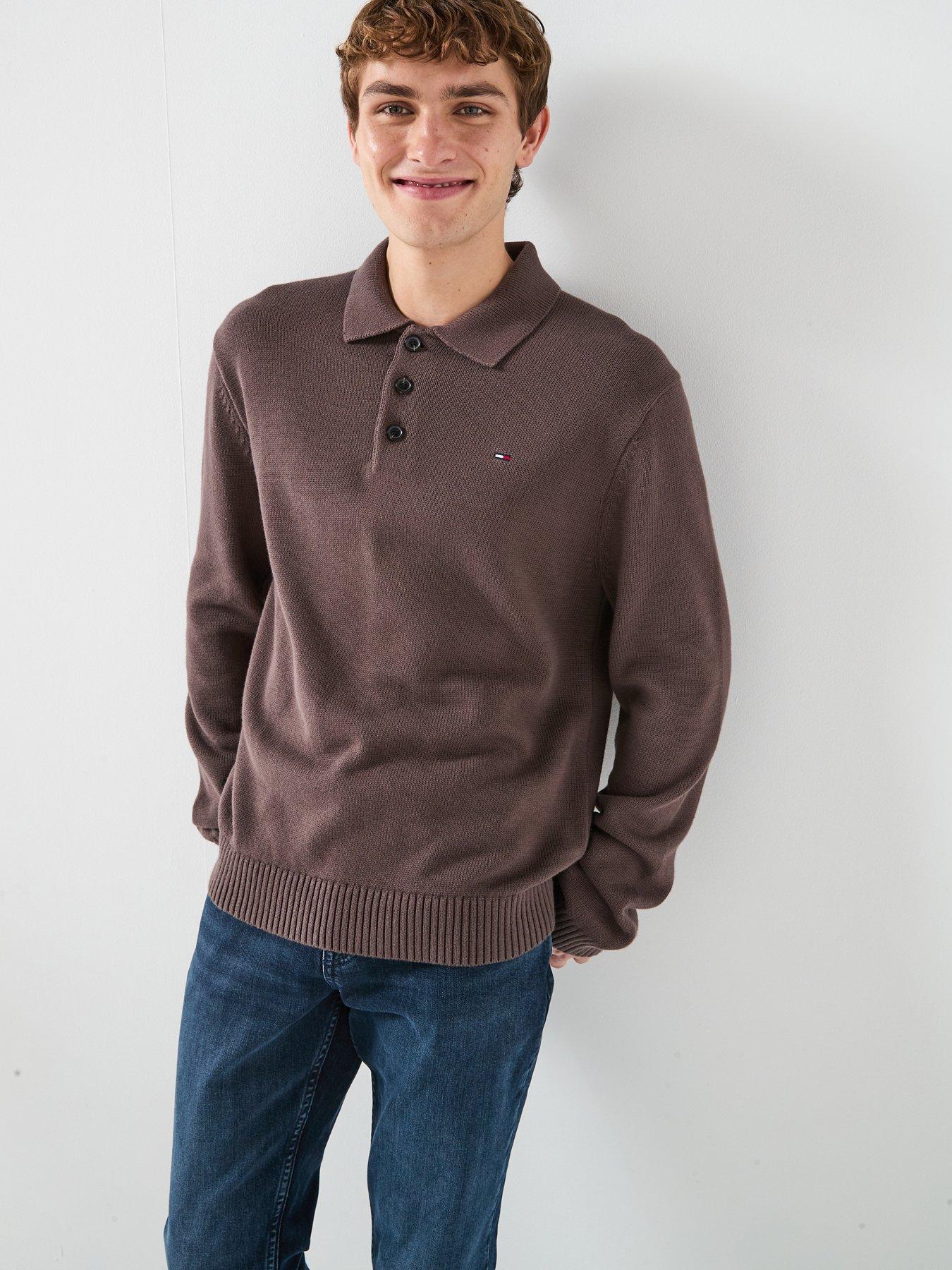 Tommy Jeans Slim Essential Polo Knitted Jumper - Brown