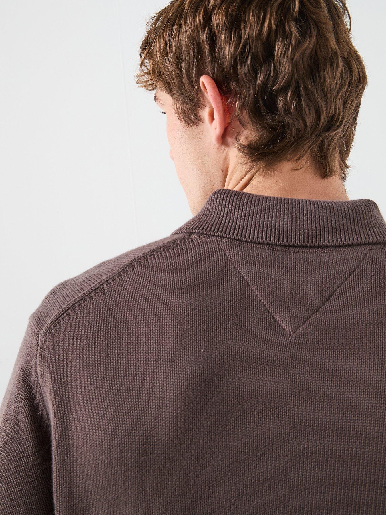Image 5 of 6 of Tommy Jeans Slim Essential Polo Knitted Jumper - Brown