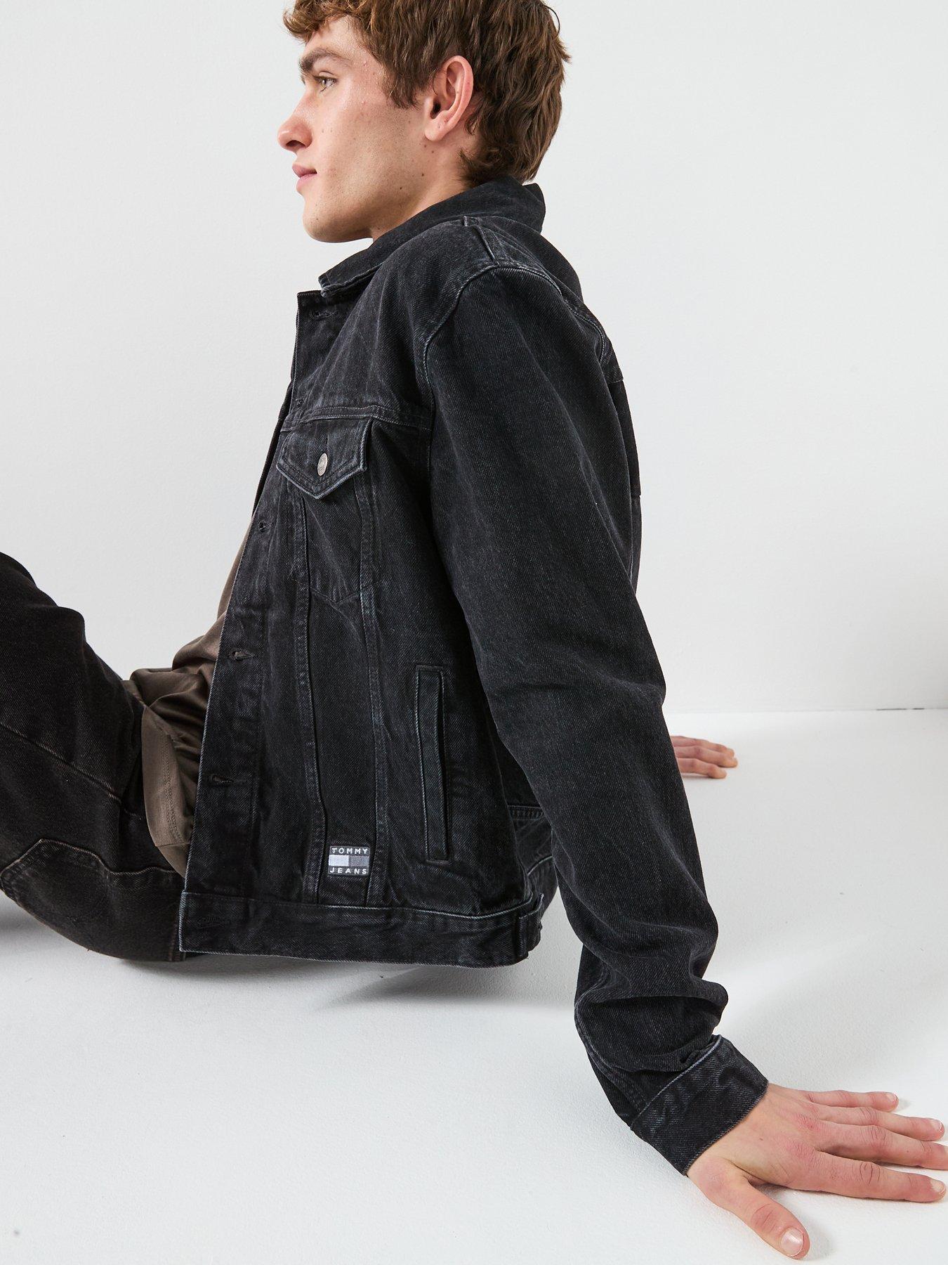 Image 4 of 6 of Tommy Jeans Ryan Flag Denim Jacket - Black