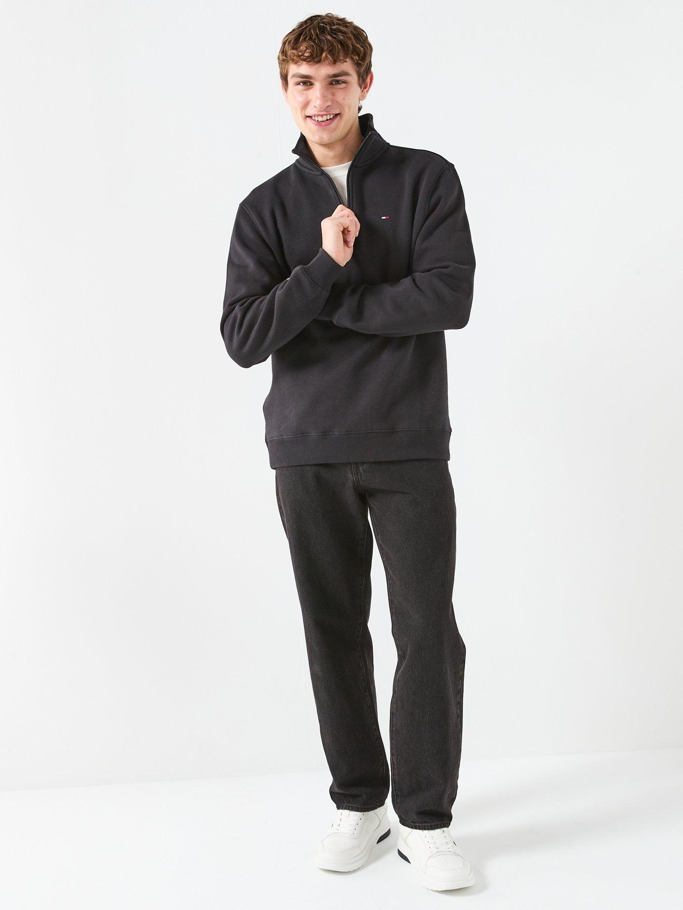 Image 3 of 5 of Tommy Jeans Regular Fleece Quarter Zip Sweatshirt - Black
