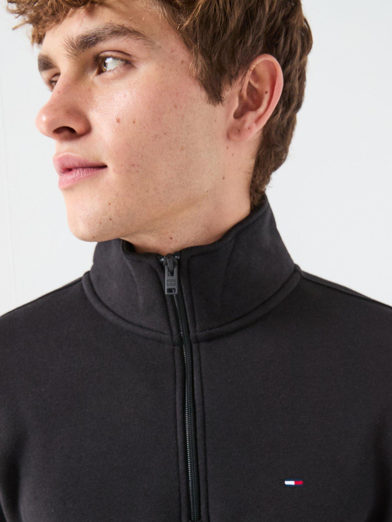 Image 4 of 5 of Tommy Jeans Regular Fleece Quarter Zip Sweatshirt - Black
