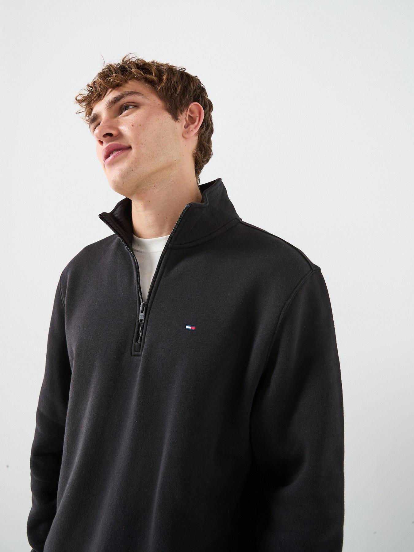 Image 5 of 5 of Tommy Jeans Regular Fleece Quarter Zip Sweatshirt - Black