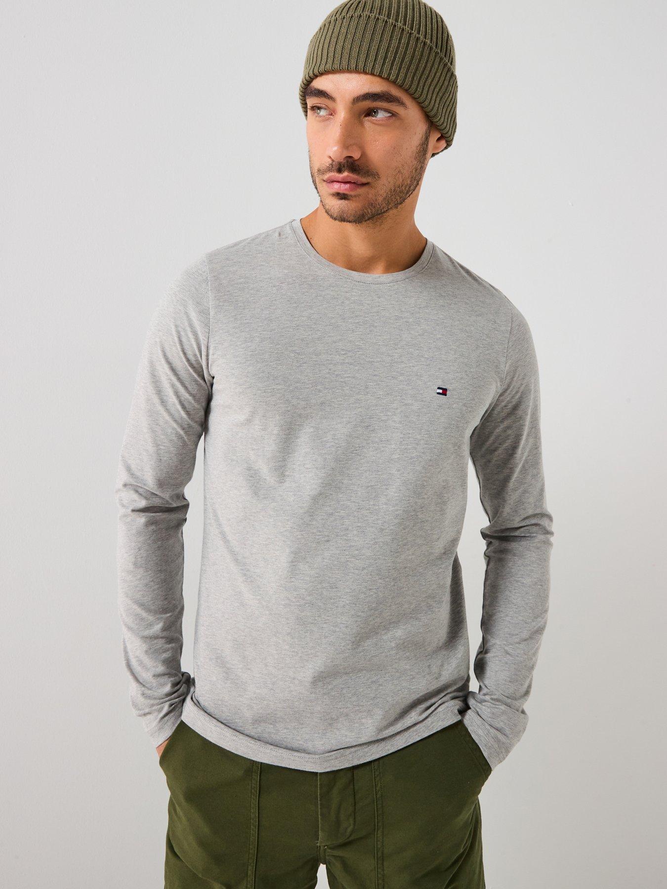Tommy Hilfiger Stretch Slim Fit Long Sleeve T-Shirt - Light Grey