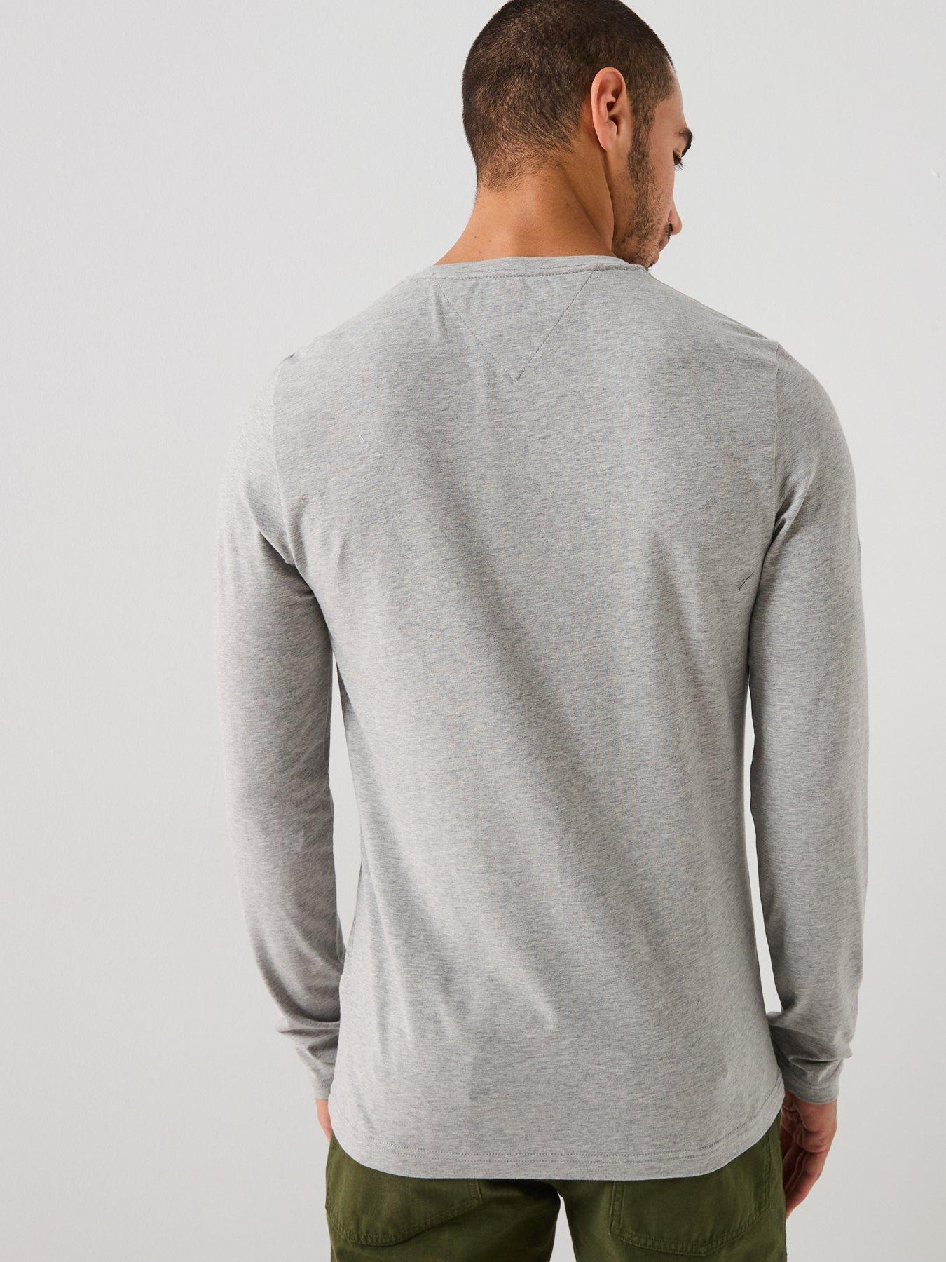 Image 2 of 5 of Tommy Hilfiger Stretch Slim Fit Long Sleeve T-Shirt - Light Grey