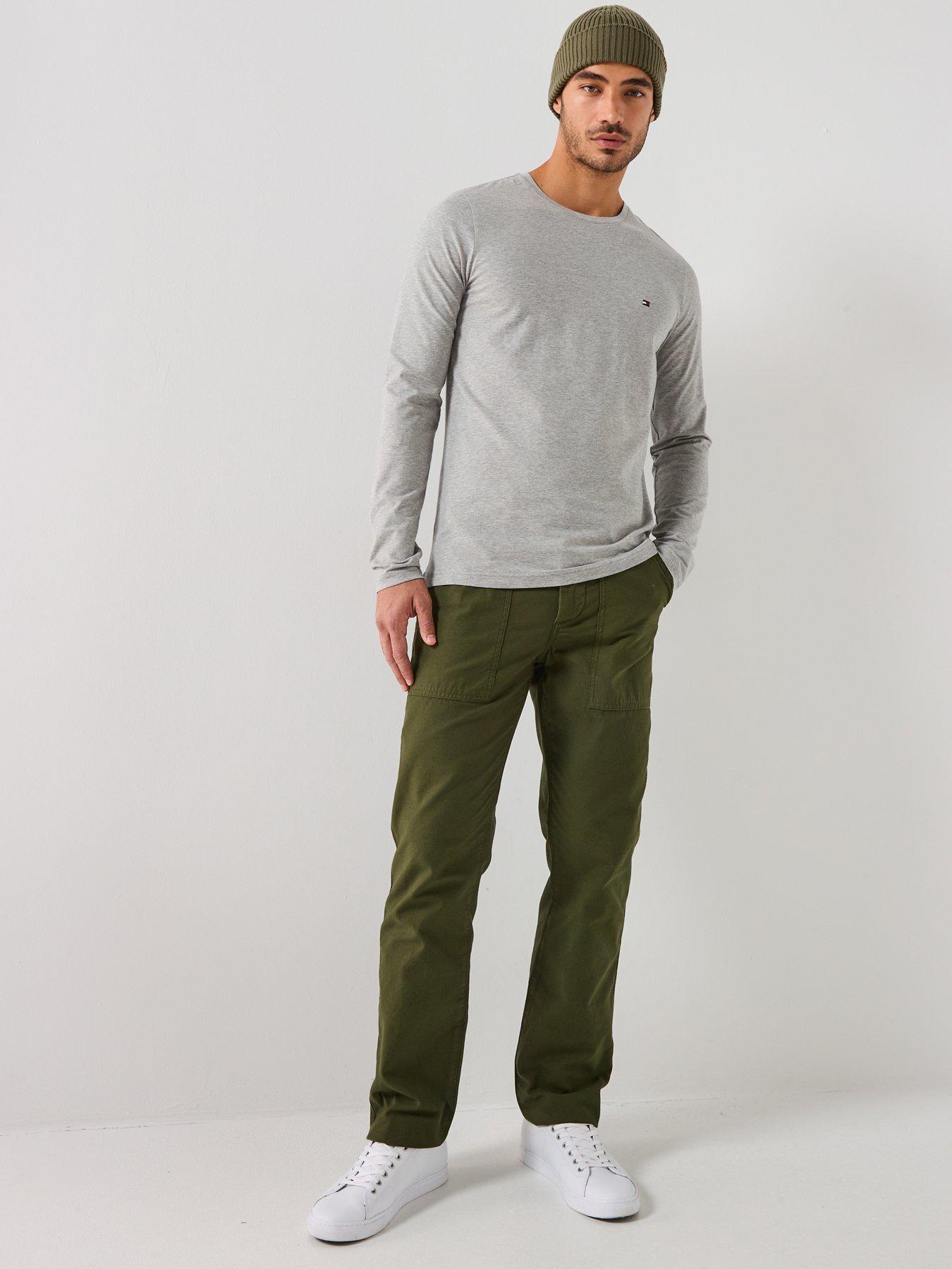 Image 3 of 5 of Tommy Hilfiger Stretch Slim Fit Long Sleeve T-Shirt - Light Grey