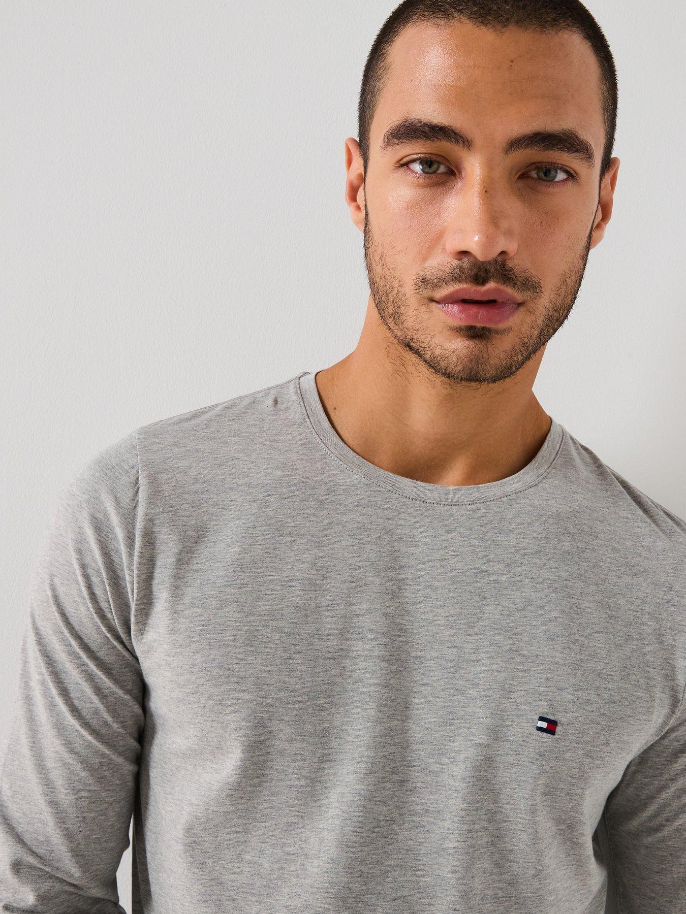 Image 4 of 5 of Tommy Hilfiger Stretch Slim Fit Long Sleeve T-Shirt - Light Grey