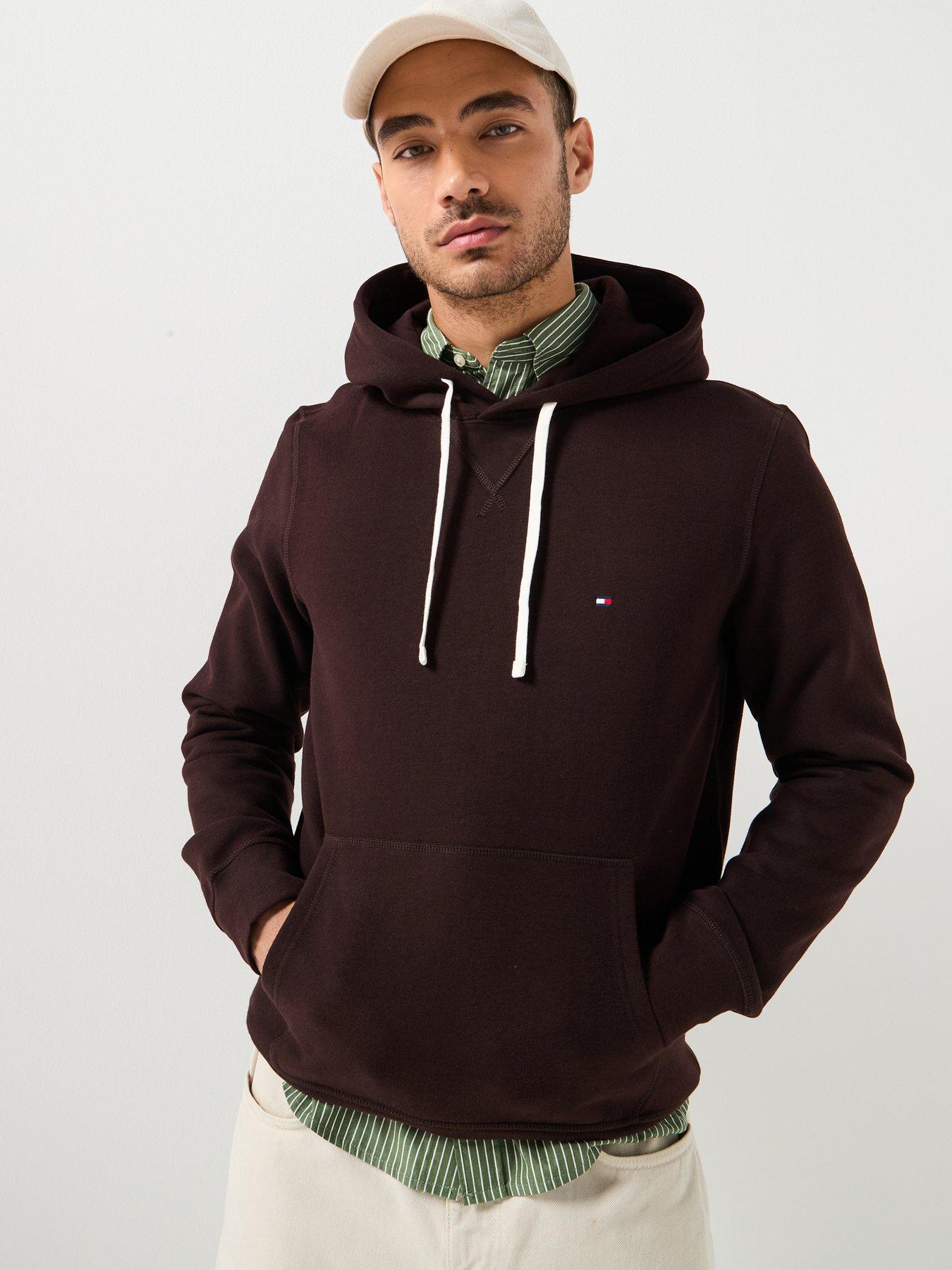 Tommy Hilfiger Regular Fit Essential Fleece Overhead Hoodie - Dark Brown