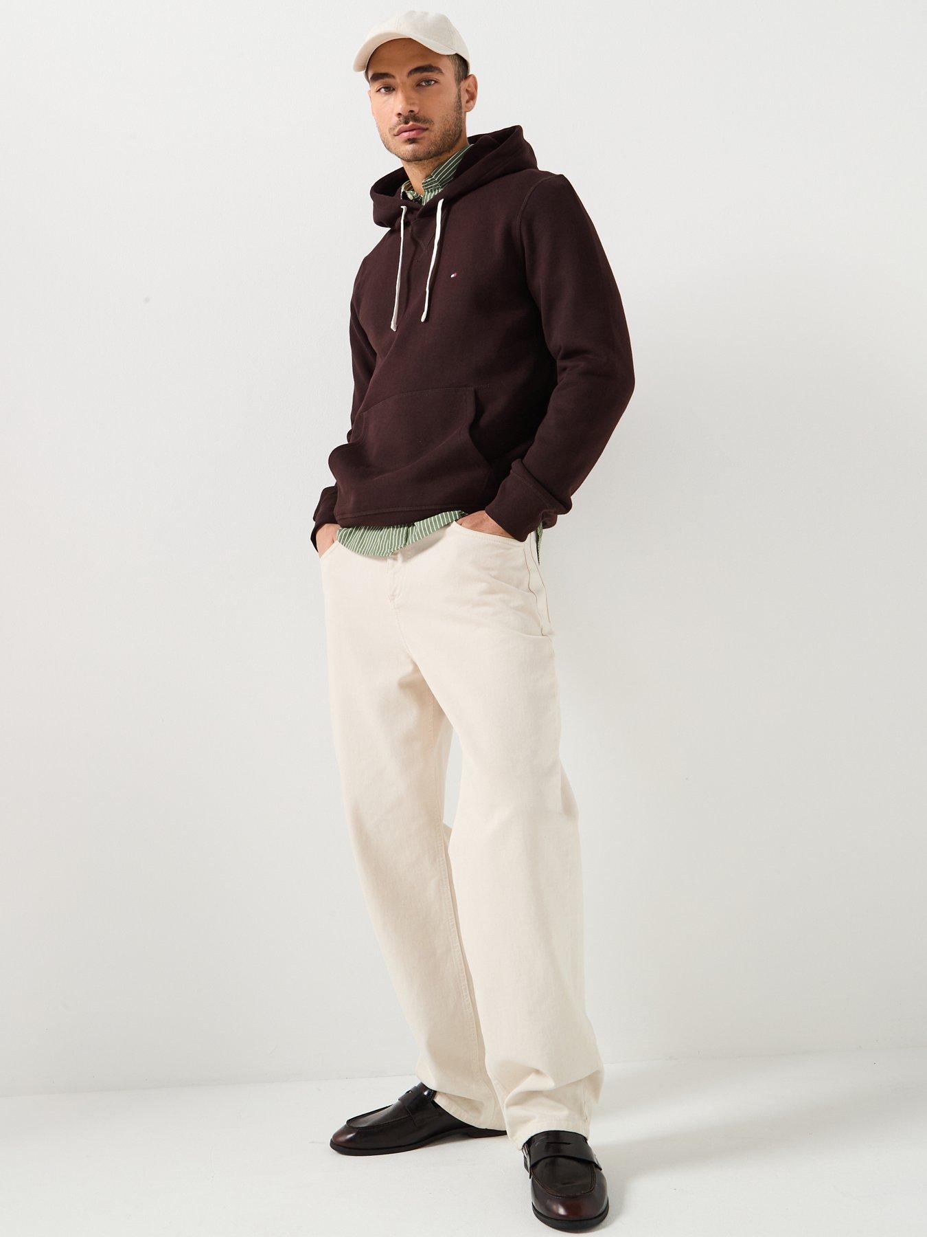 Image 3 of 5 of Tommy Hilfiger Regular Fit Essential Fleece Overhead Hoodie - Dark Brown