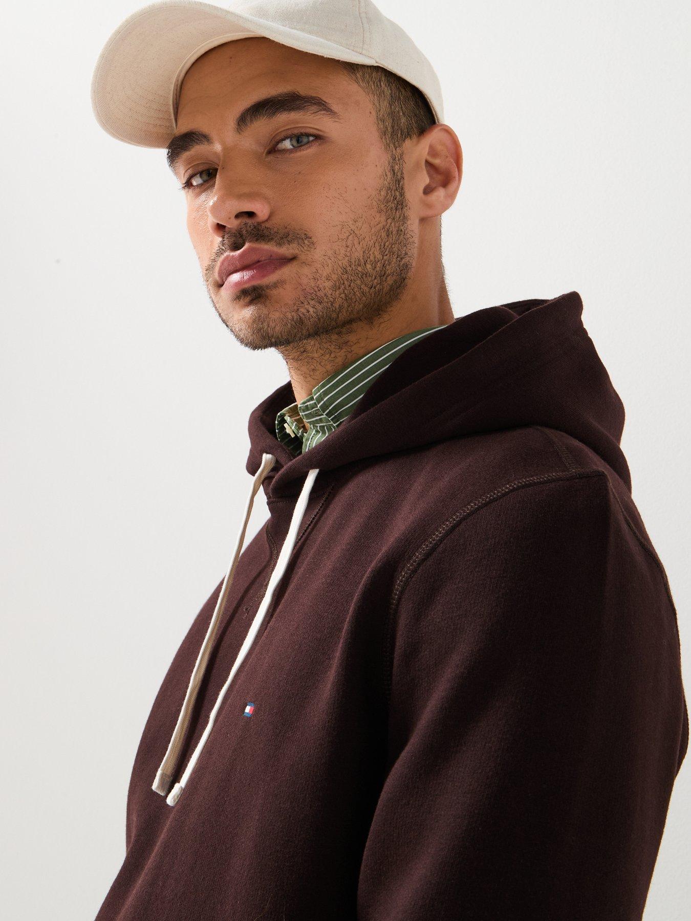 Image 5 of 5 of Tommy Hilfiger Regular Fit Essential Fleece Overhead Hoodie - Dark Brown