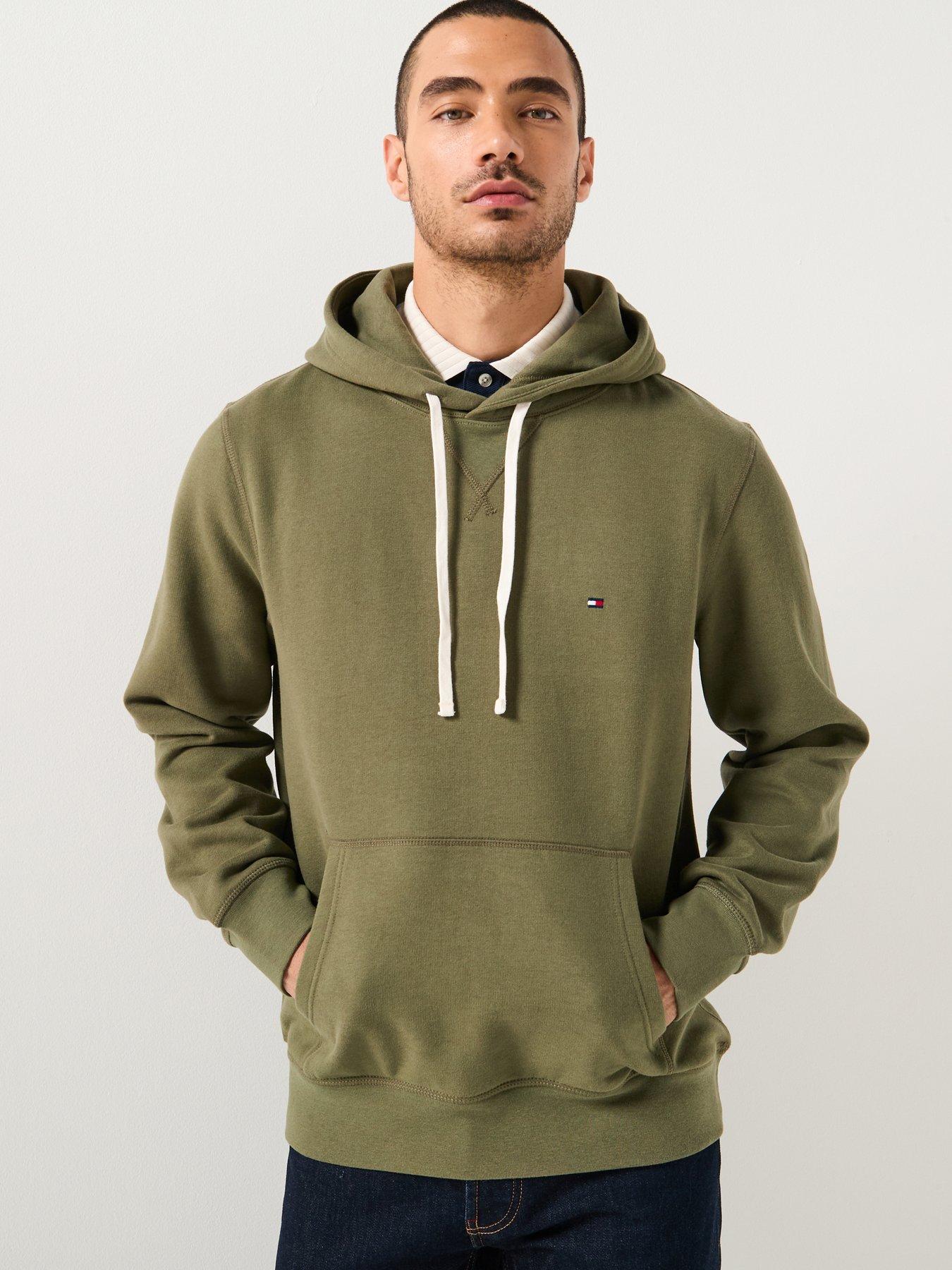 Image 1 of 6 of Tommy Hilfiger Regular Fit Essential Fleece Overhead Hoodie - Khaki