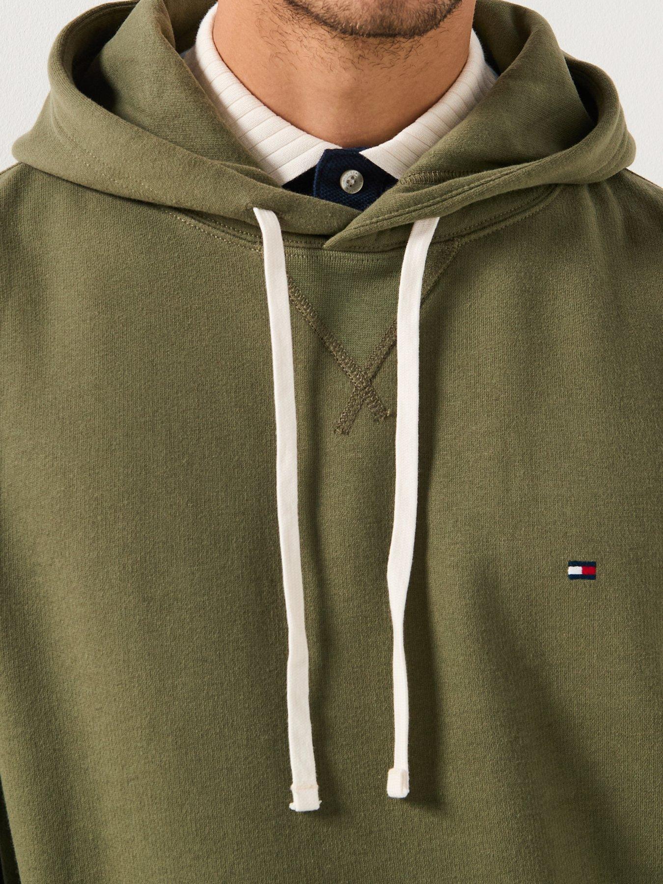 Image 4 of 6 of Tommy Hilfiger Regular Fit Essential Fleece Overhead Hoodie - Khaki