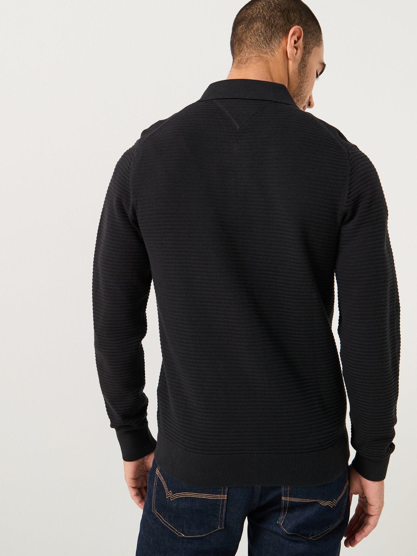 Image 2 of 5 of Tommy Hilfiger Structure Zip Thru Knitted Jumper - Black
