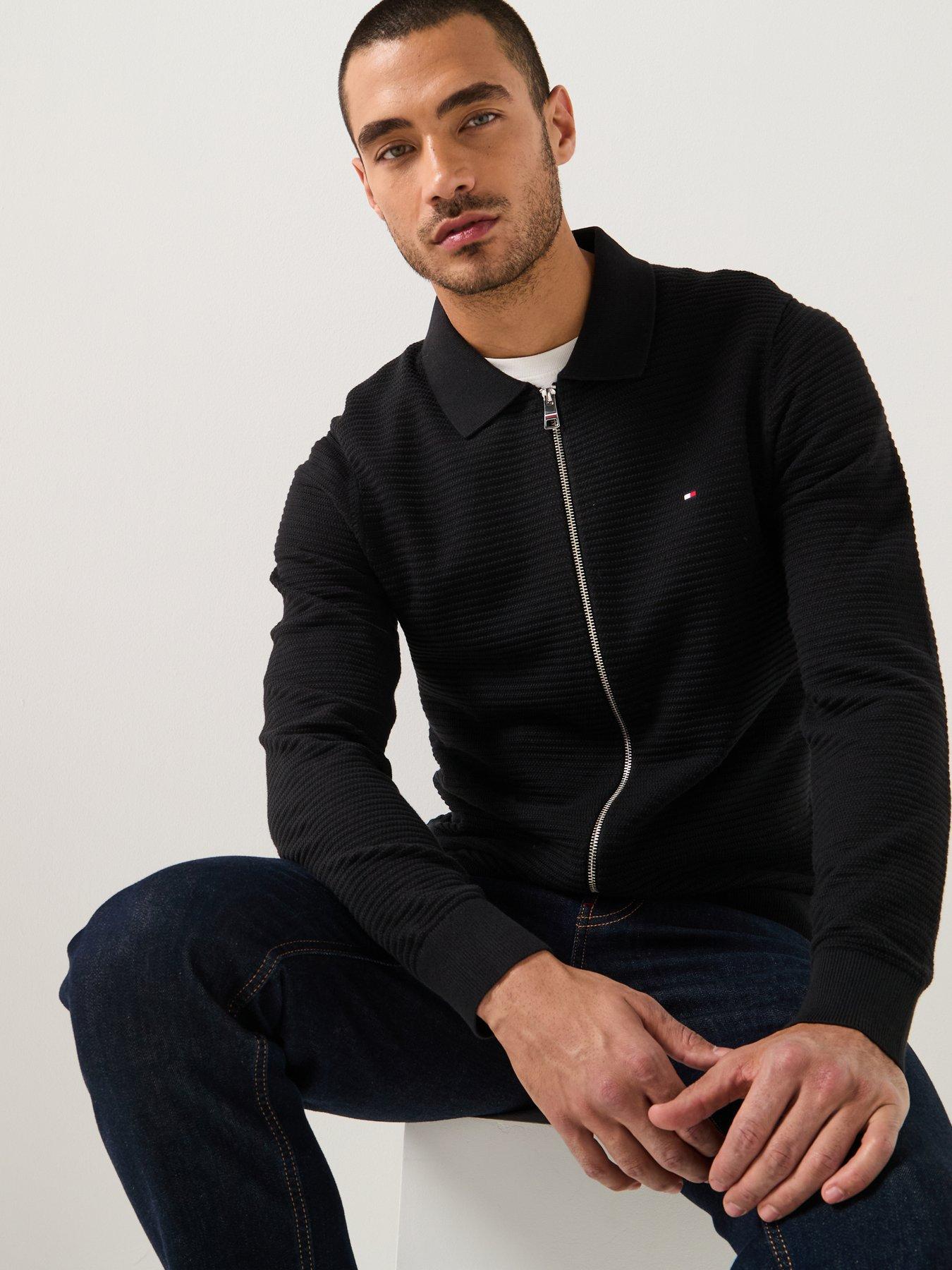 Image 4 of 5 of Tommy Hilfiger Structure Zip Thru Knitted Jumper - Black