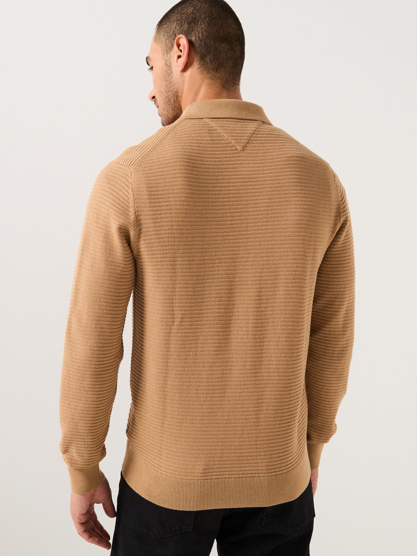Image 2 of 5 of Tommy Hilfiger Structure Zip Thru Knitted Jumper - Beige