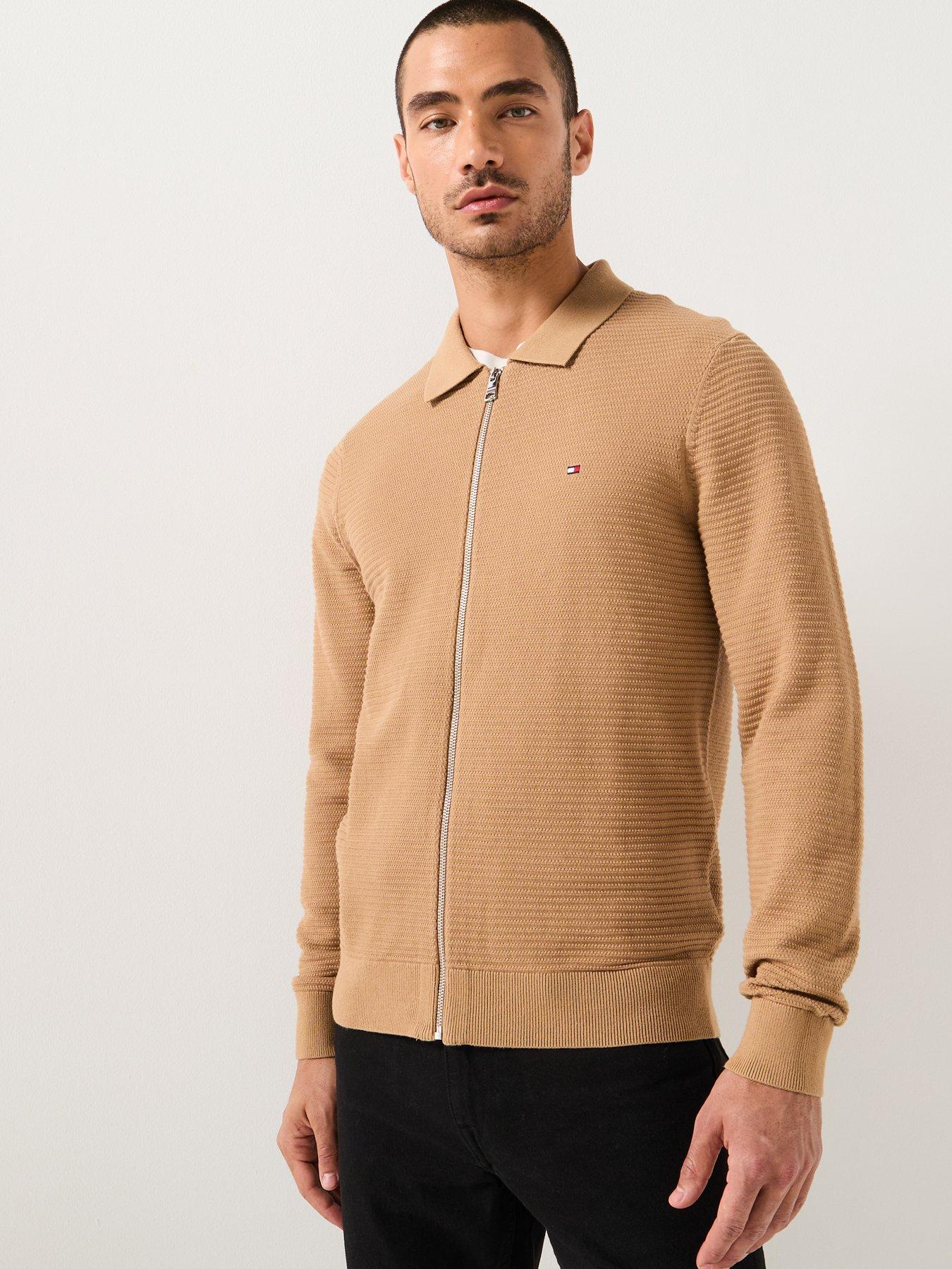 Image 5 of 5 of Tommy Hilfiger Structure Zip Thru Knitted Jumper - Beige