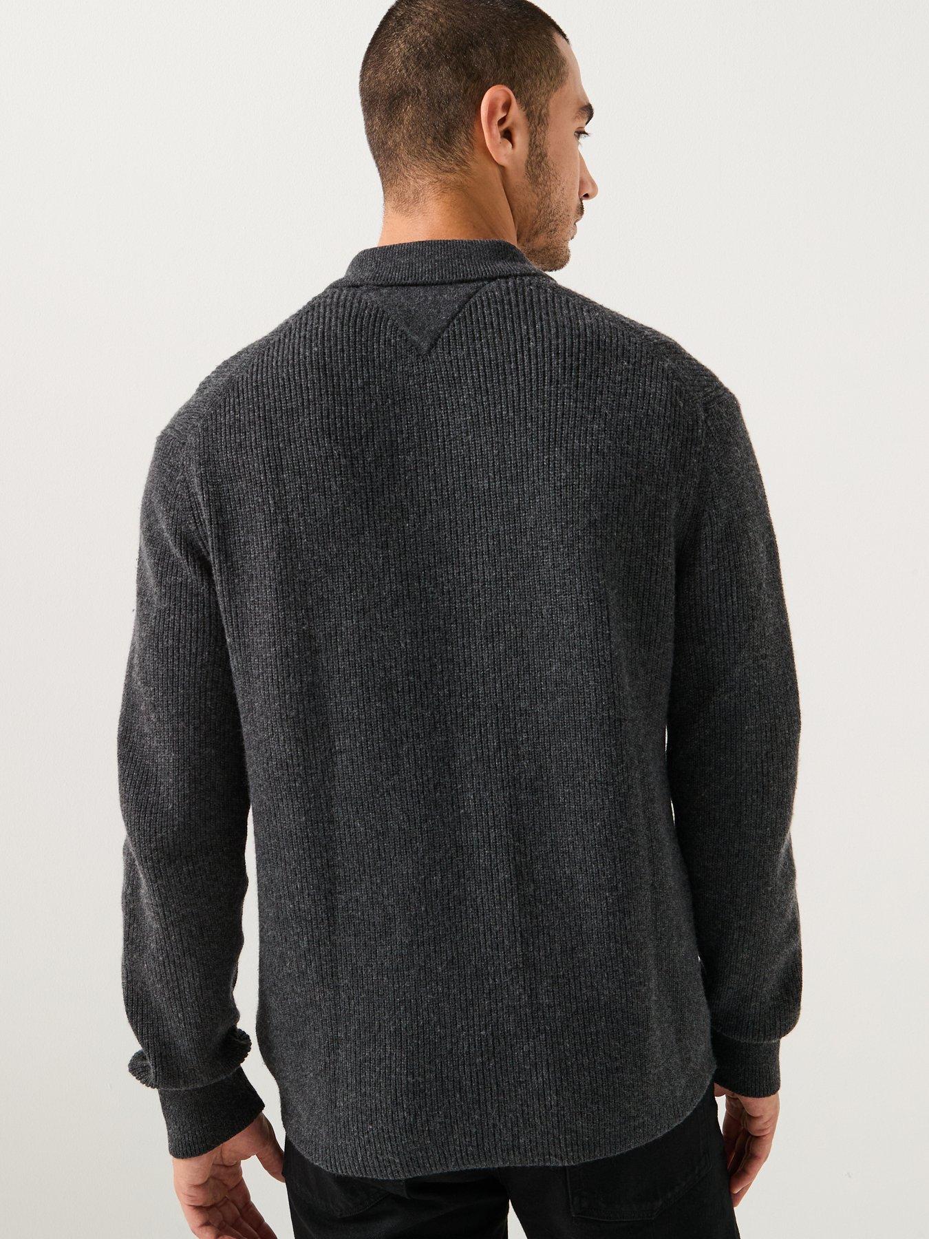 Image 2 of 6 of Tommy Hilfiger Fisherman Rib Knitted Cardigan - Dark Grey