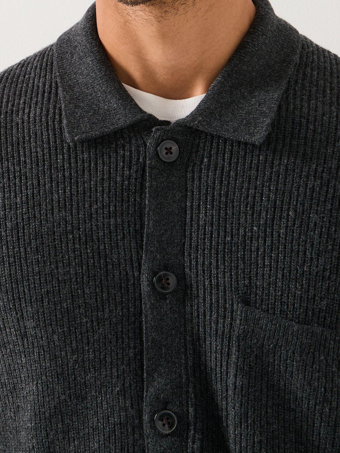 Image 4 of 6 of Tommy Hilfiger Fisherman Rib Knitted Cardigan - Dark Grey
