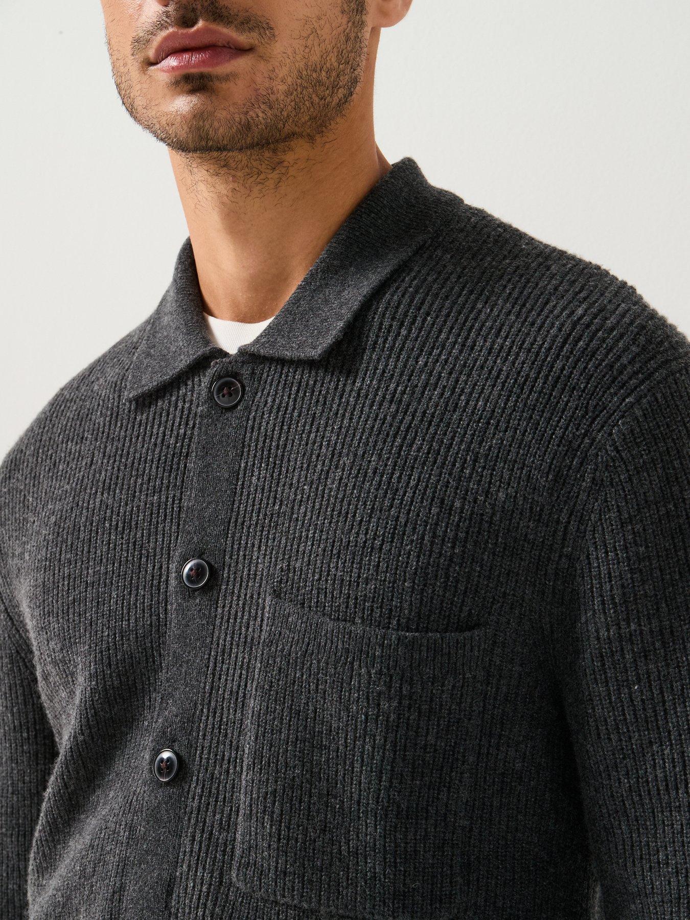 Image 5 of 6 of Tommy Hilfiger Fisherman Rib Knitted Cardigan - Dark Grey
