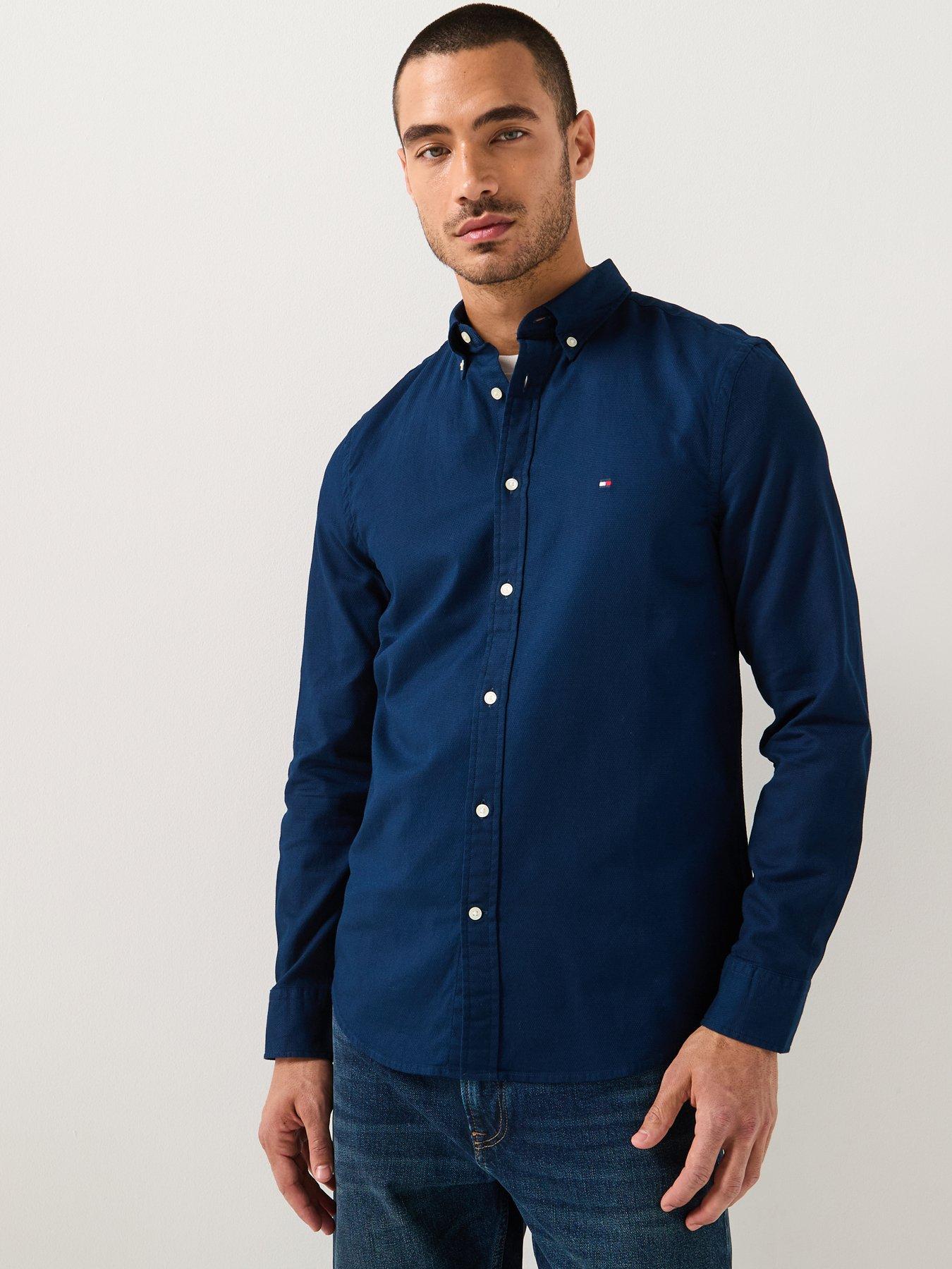 image of tommy-hilfiger-flex-dobby-slim-fit-shirt-navy