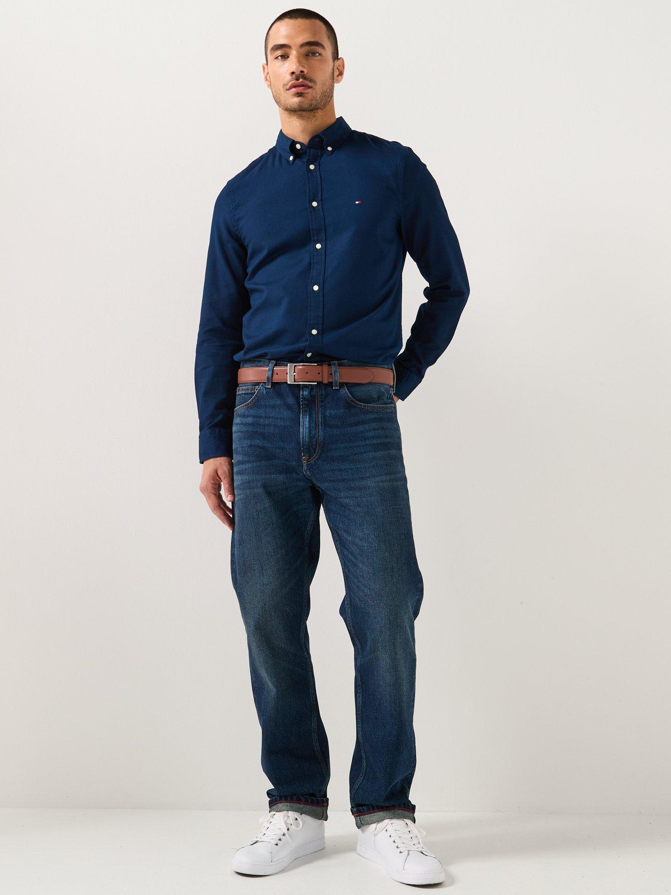  image of tommy-hilfiger-flex-dobby-slim-fit-shirt-navy