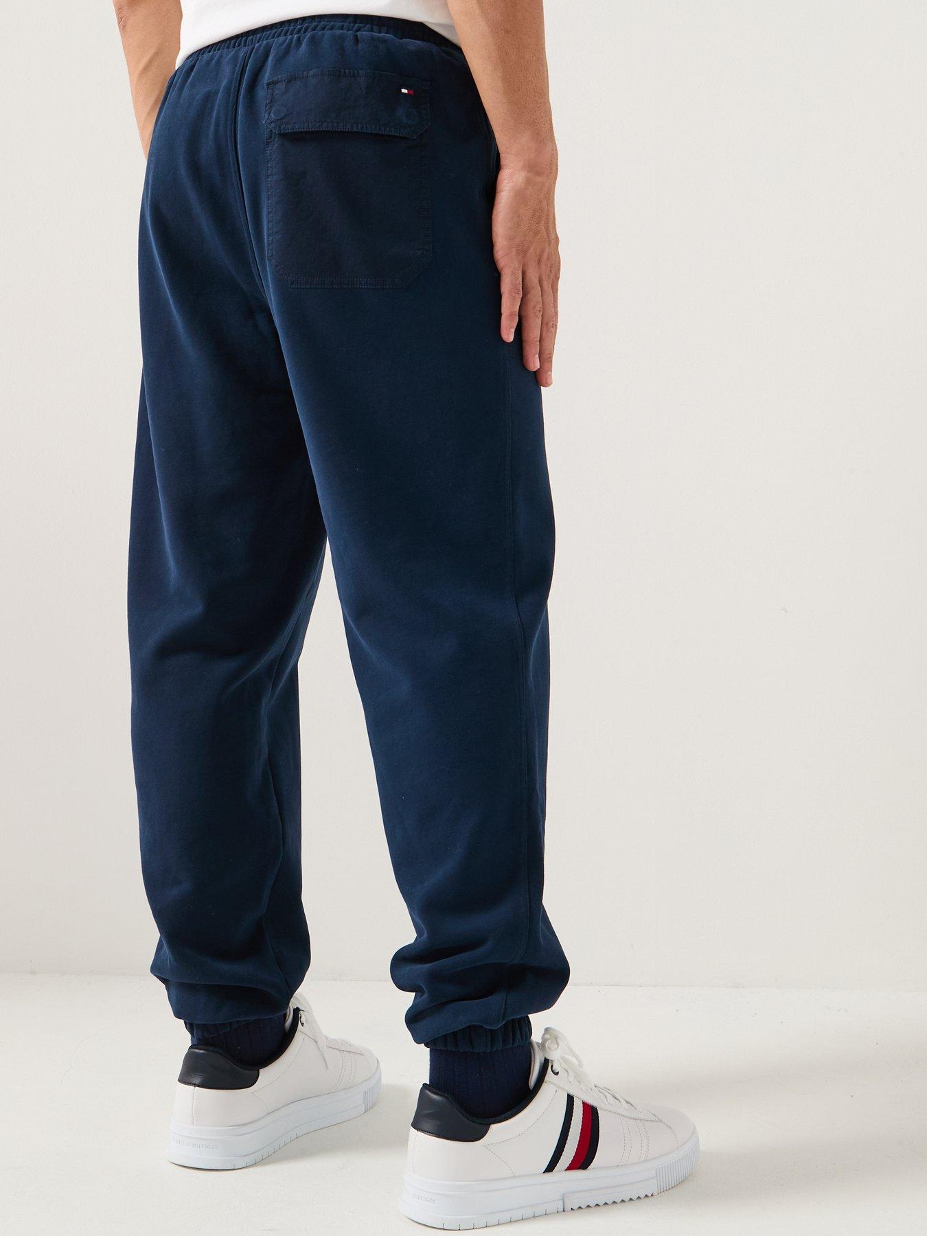 Image 2 of 6 of Tommy Hilfiger Mix Media Cuff Joggers - Navy