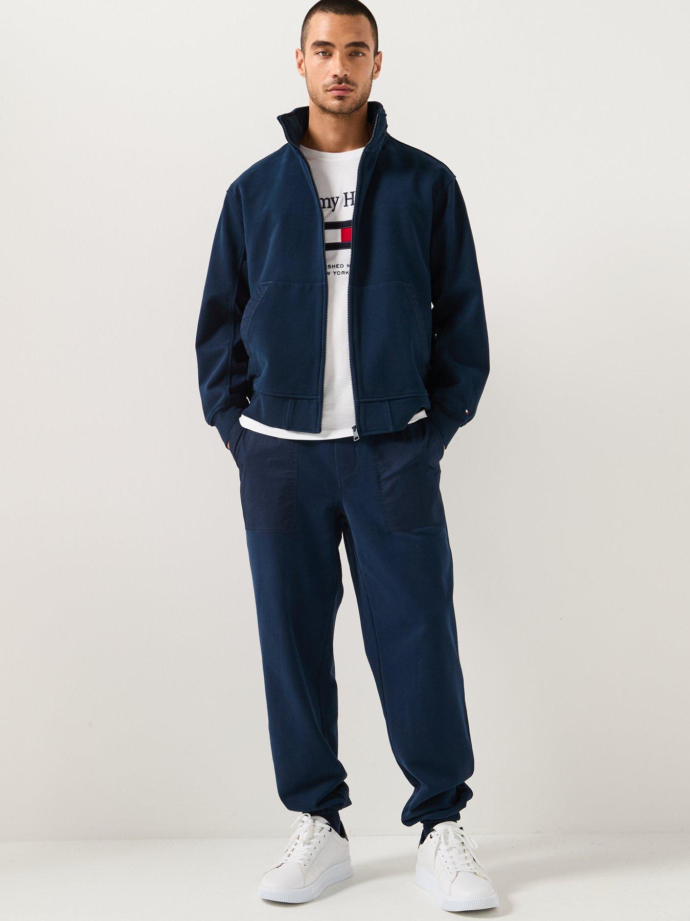 Image 3 of 6 of Tommy Hilfiger Mix Media Cuff Joggers - Navy
