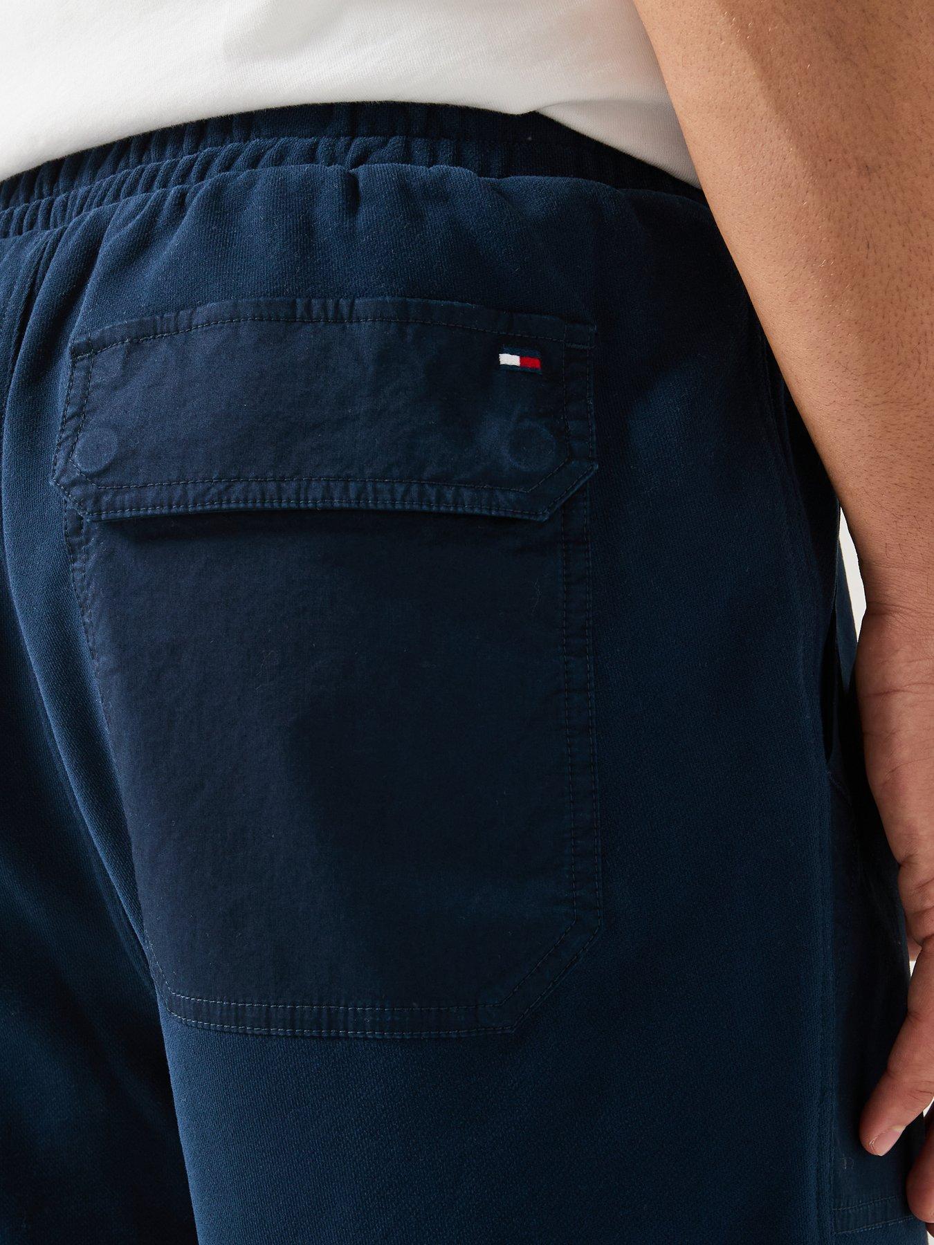 Image 4 of 6 of Tommy Hilfiger Mix Media Cuff Joggers - Navy