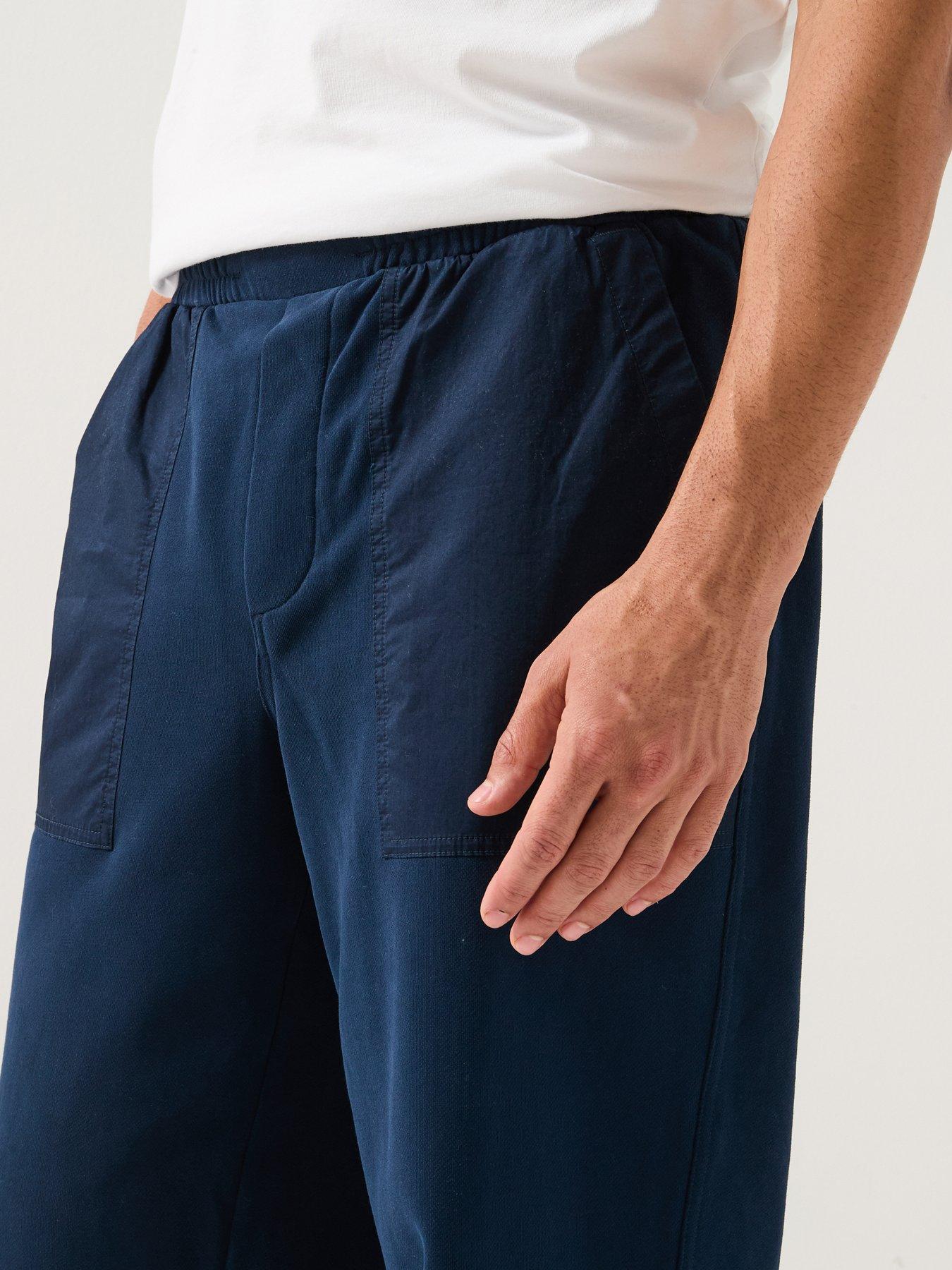 Image 6 of 6 of Tommy Hilfiger Mix Media Cuff Joggers - Navy