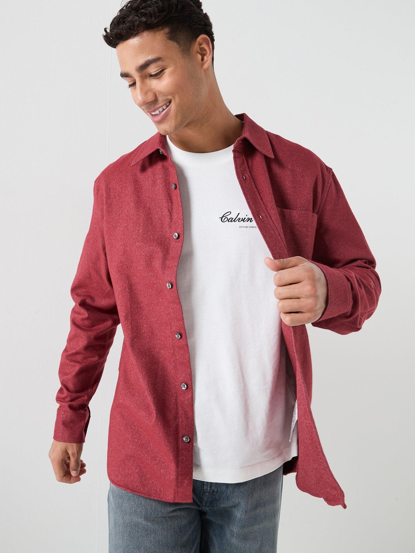 calvin-klein-jeans-long-sleeve-melange-flannel-easy-shirt-red