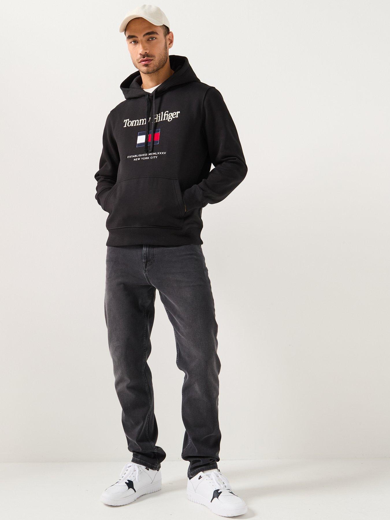  image of tommy-hilfiger-embroidered-large-flag-overhead-hoodie-black